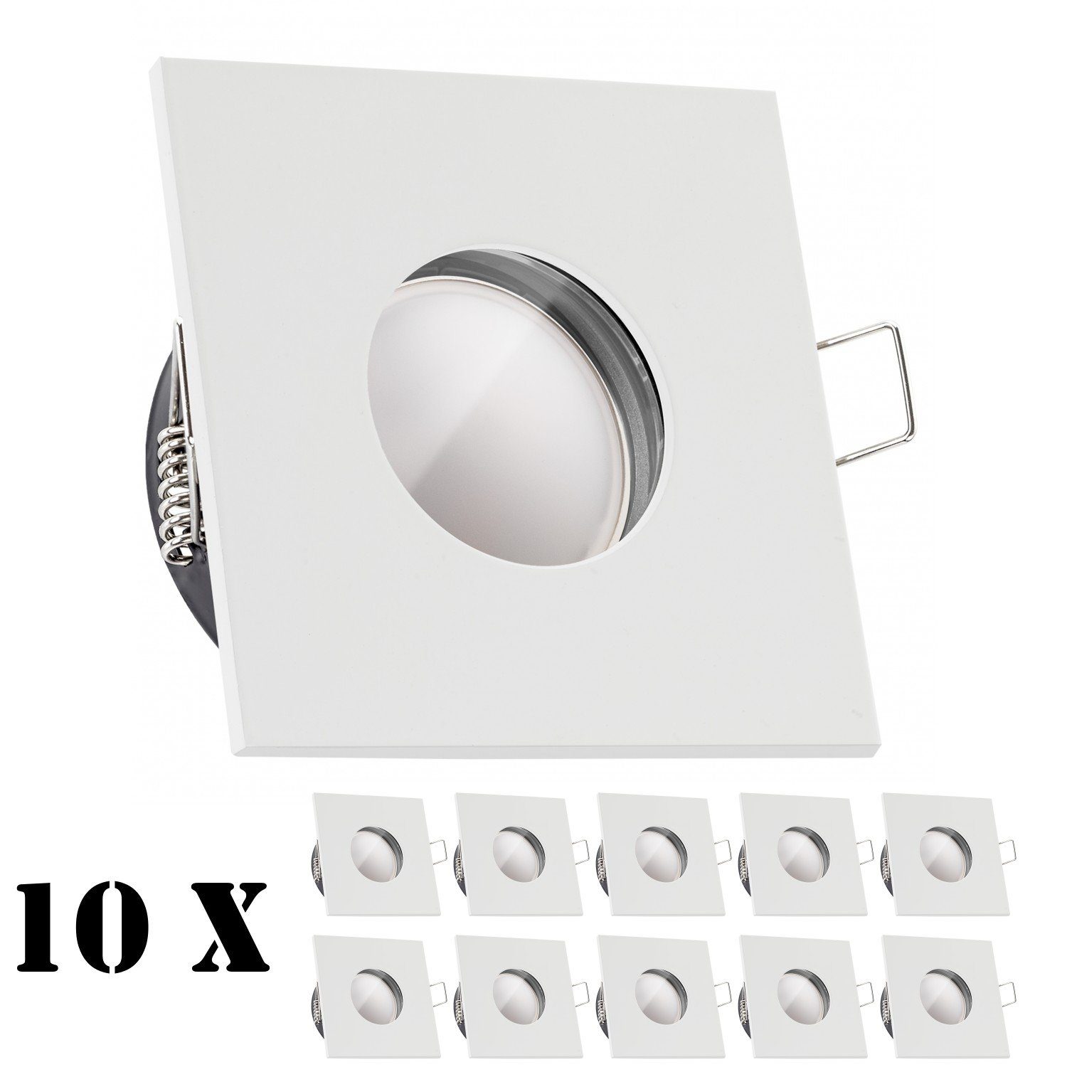 LEDANDO LED Einbaustrahler mit Einbaustrahler 5W IP65 Leuchtmitt extra Set LED in 10er flach weiß