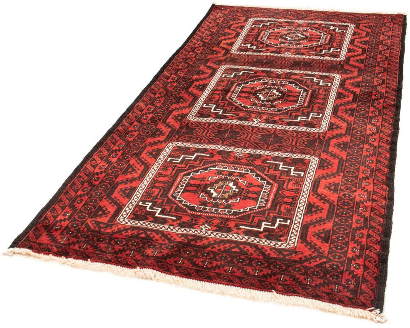 Hochflor-Läufer Belutsch Medaillon Rosso 222 x 112 cm, morgenland, rechteckig, Höhe: 8 mm, Handgeknüpft