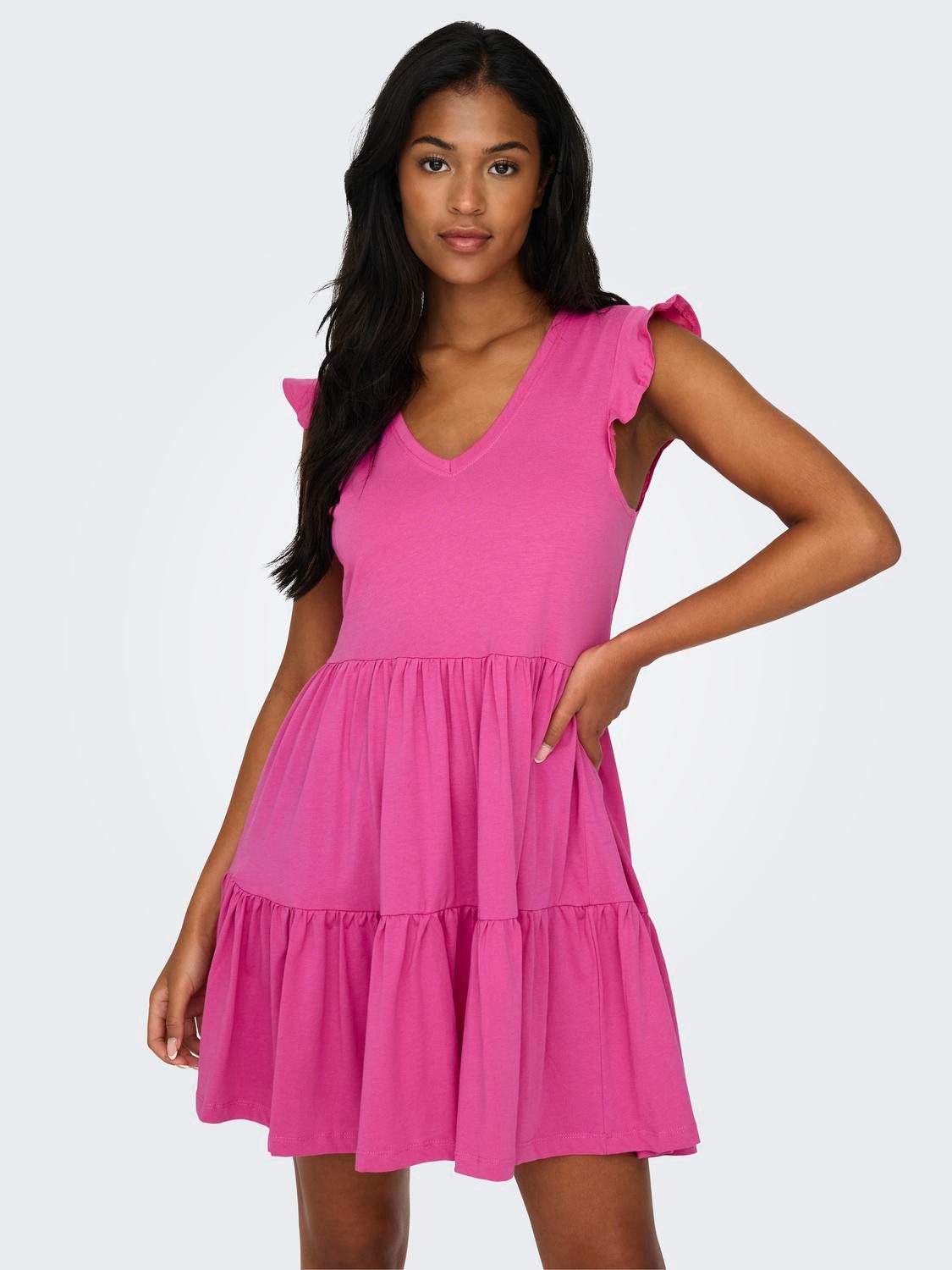 ONLY Jerseykleid ONLMAY CAP SLEEVES FRILL DRESS