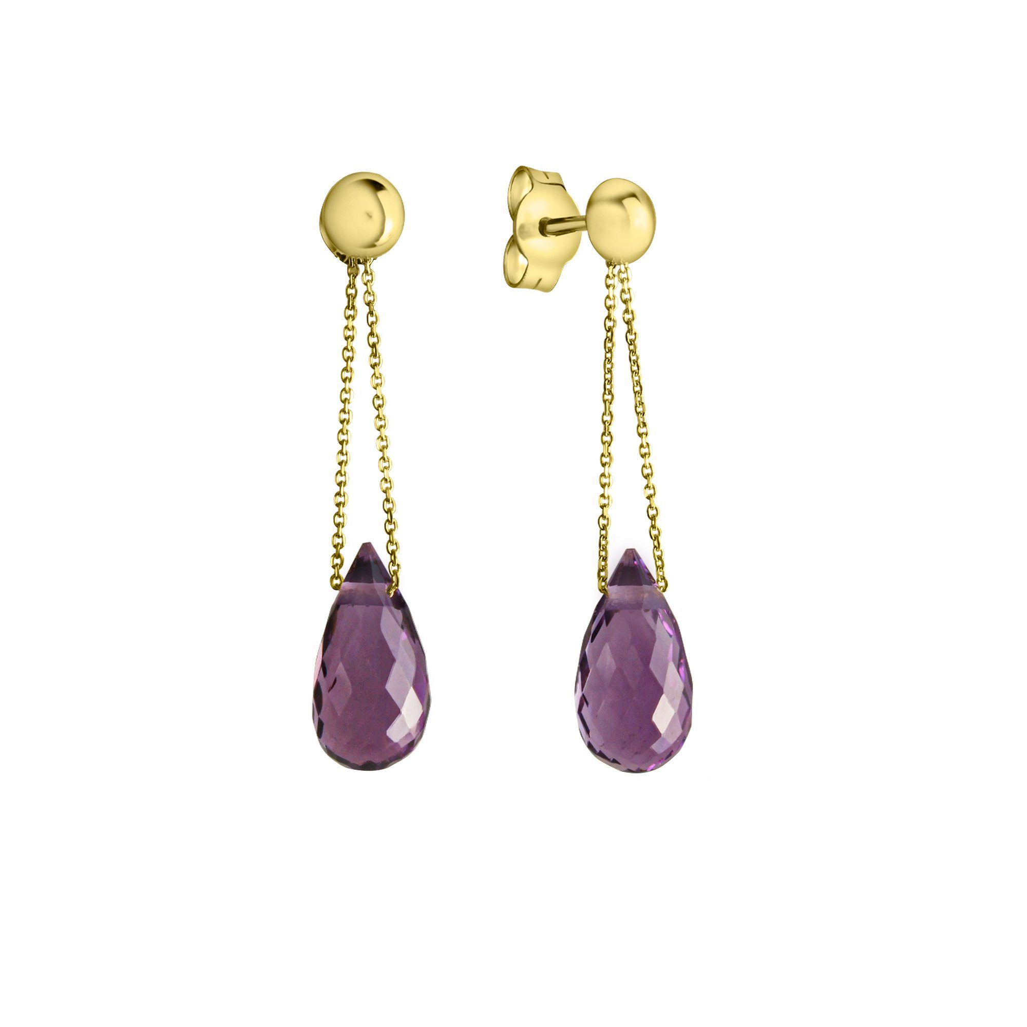 CELESTA Paar Ohrhänger 375 Gelbgold Amethyst