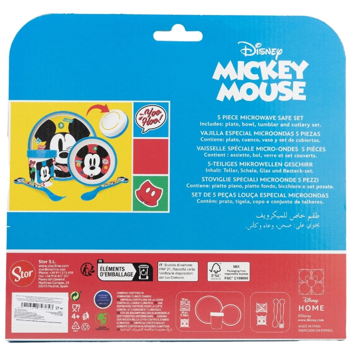Disney Mickey Mouse Frühstücks-Set Mikrowellengeeignet -Set – 5-teiliges Set mit Teller & Becher