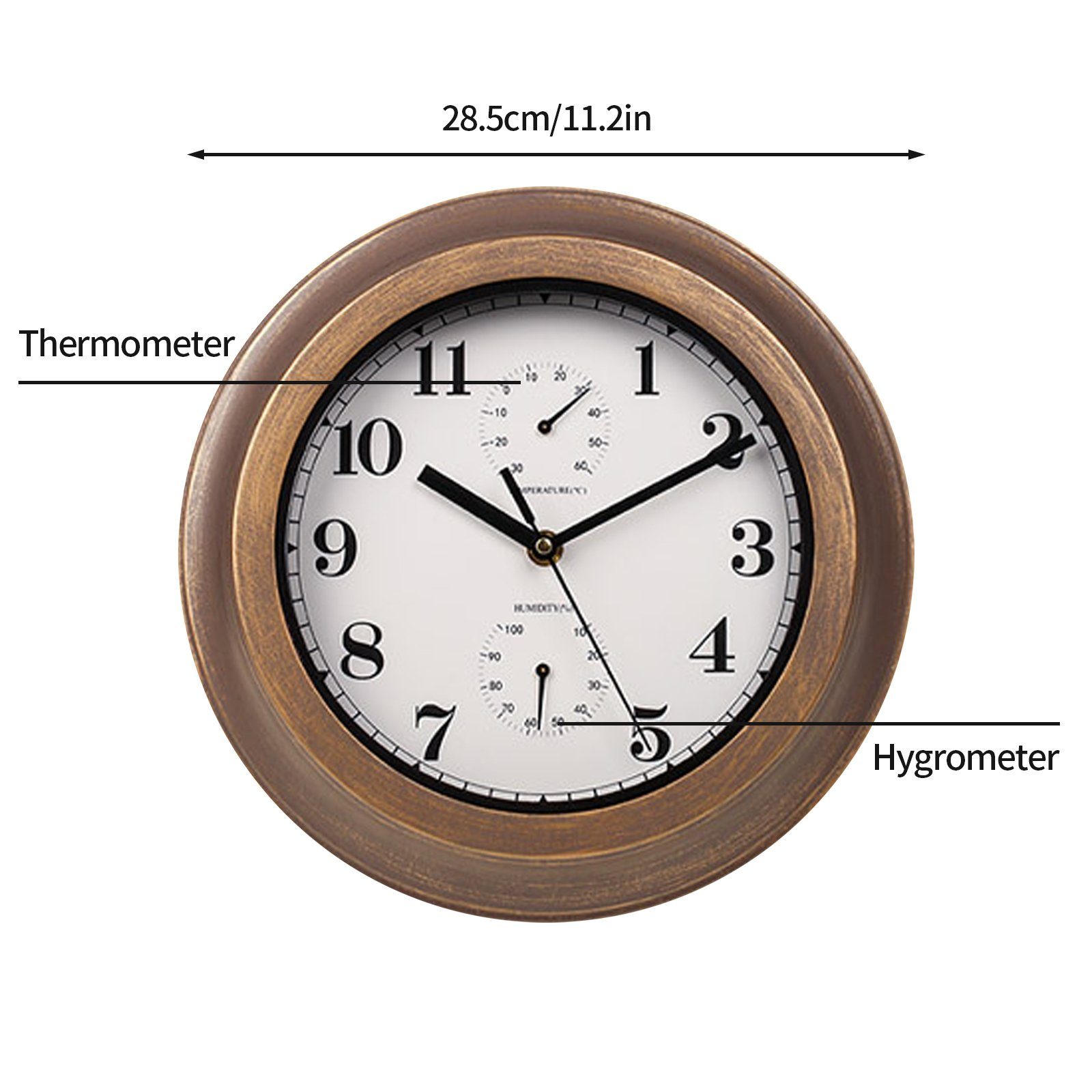 TWSOUL Wanduhr wasserdichte Wanduhr (Kommt mit Thermometer und Hygrometer) günstig online kaufen