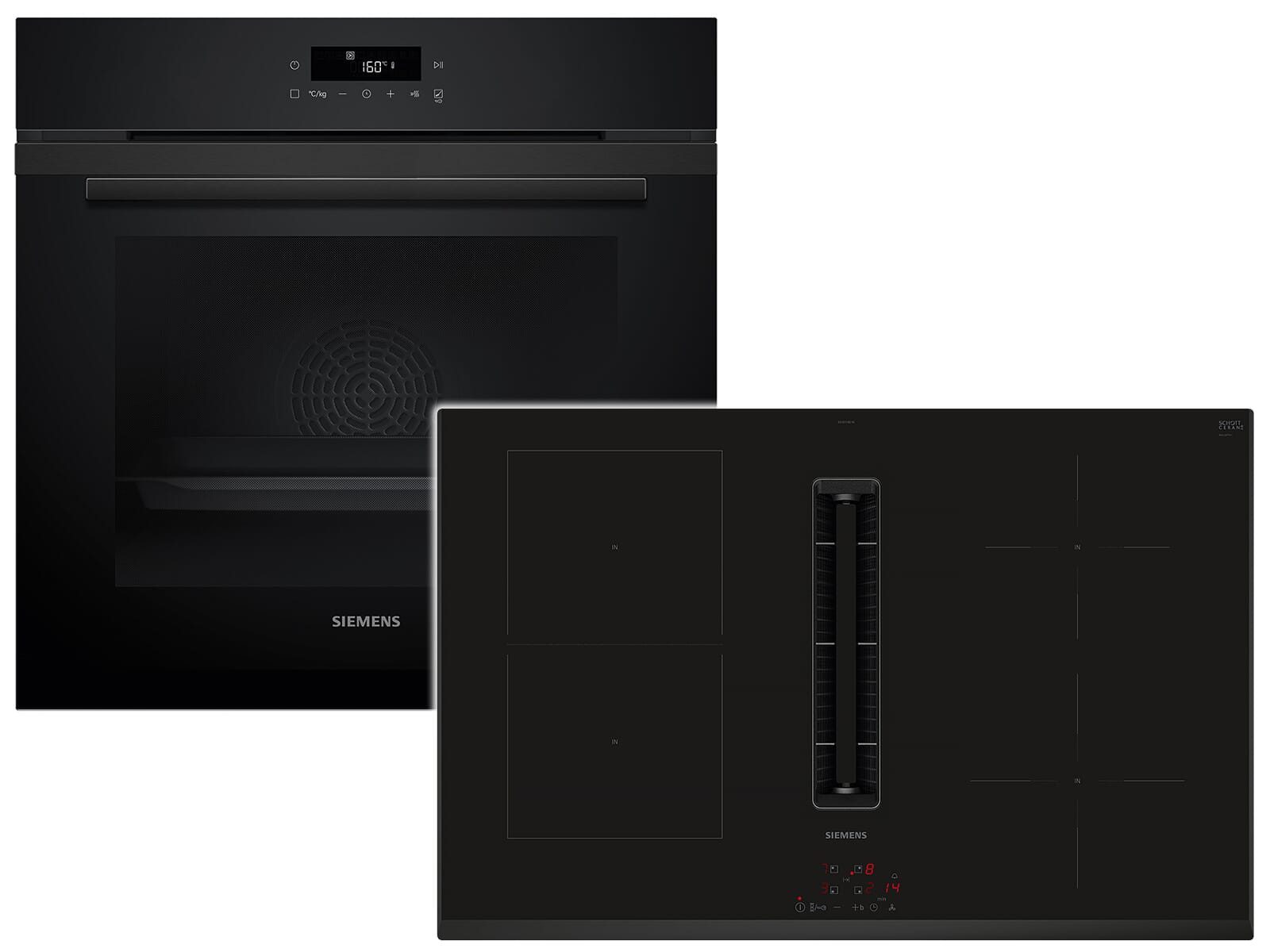 SIEMENS Backofen-Set, mit Teleskopauszug nachrüstbar, Pyrolyse-Selbstreinigung, Powerboost-Funktion, Timer