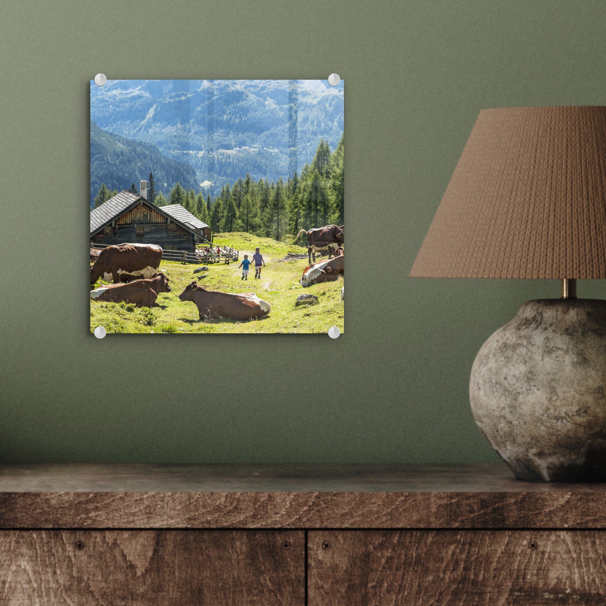 auf (1 Wandbild - Wanddekoration Bilder Bergen - Glas St), Acrylglasbild Glasbilder den MuchoWow Österreich, - auf Bauernhaus Glas in Foto von