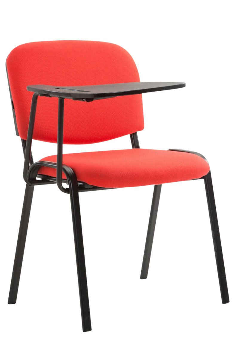 TPFLiving Besucherstuhl Keen mit hochwertiger Polsterung - Konferenzstuhl (Besprechungsstuhl - Warteraumstuhl - Messestuhl), Gestell: Metall schwarz - Sitzfläche: Stoff rot