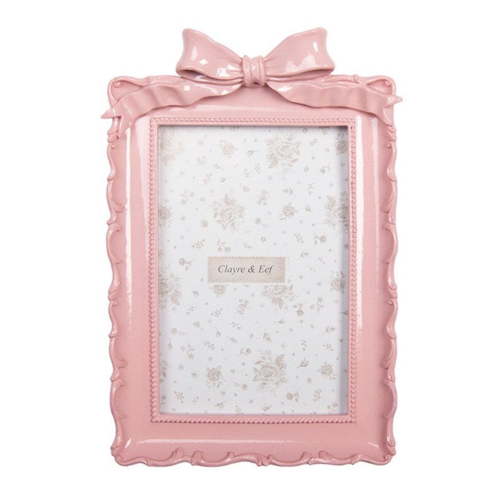 Clayre & Eef Bilderrahmen Bilderrahmen vintage in rosa mit Schleife 10 x 15 günstig online kaufen