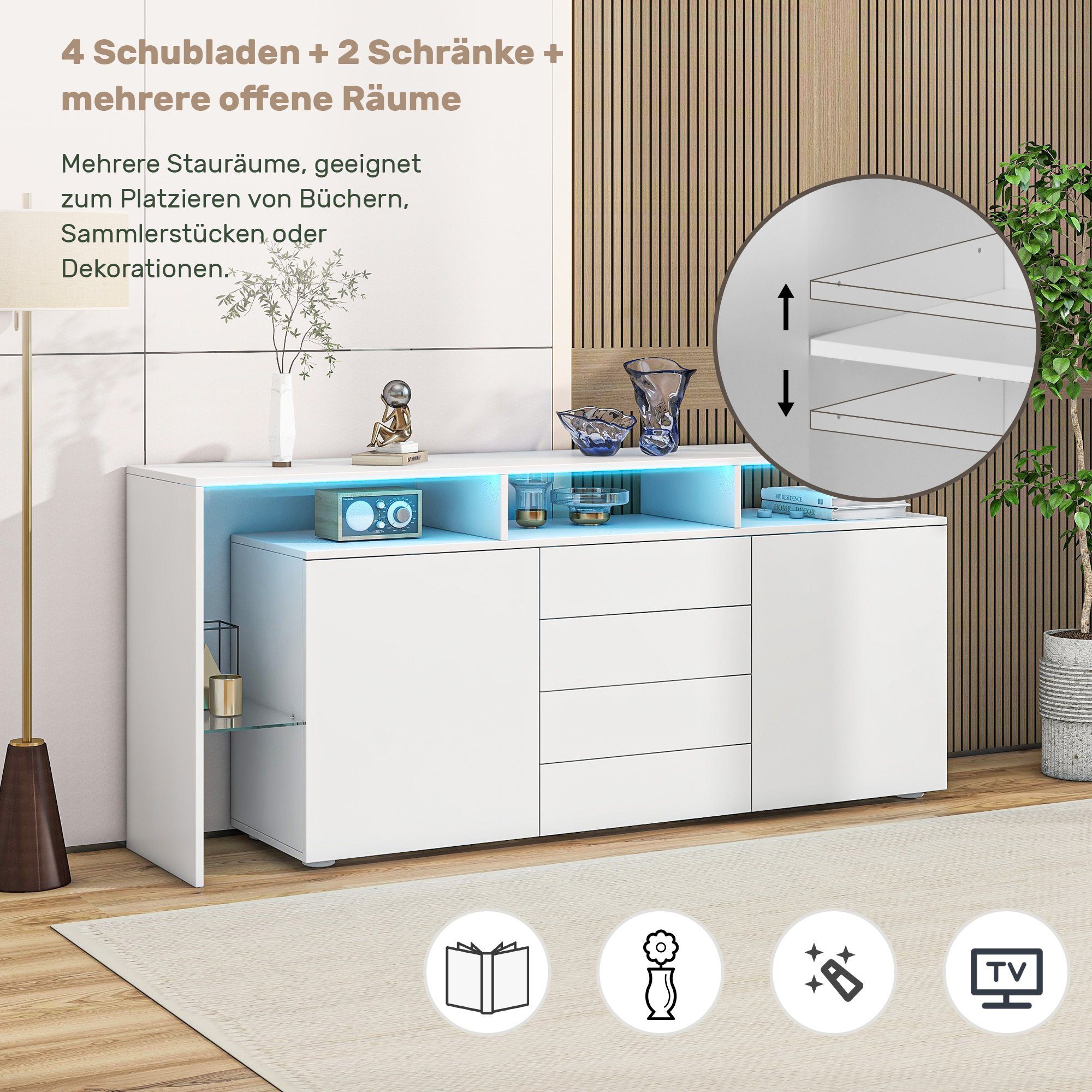 Merax Sideboard mit 4 Schubladen und günstig online kaufen