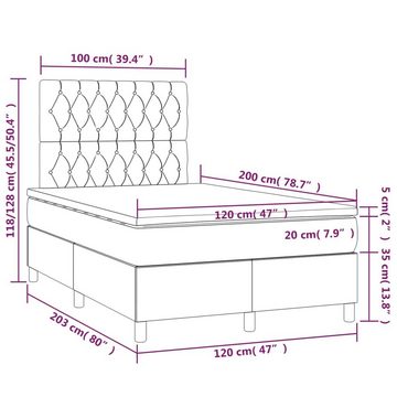 vidaXL Bettgestell Boxspringbett mit Matratze Dunkelbraun 120x200 cm Stoff Bett Bettgeste