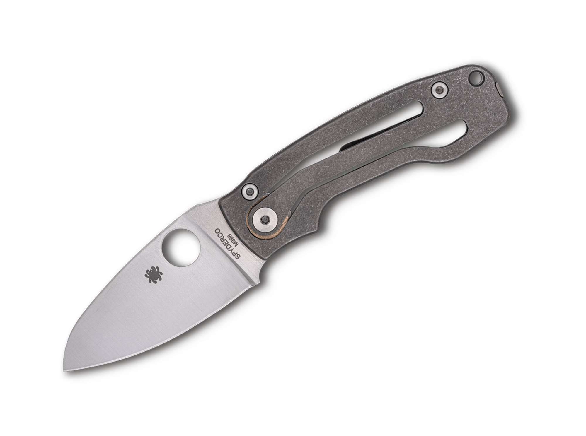 Spyderco Taschenmesser Spyderco Pits 2 M398 Slipit Ti PlainEdge