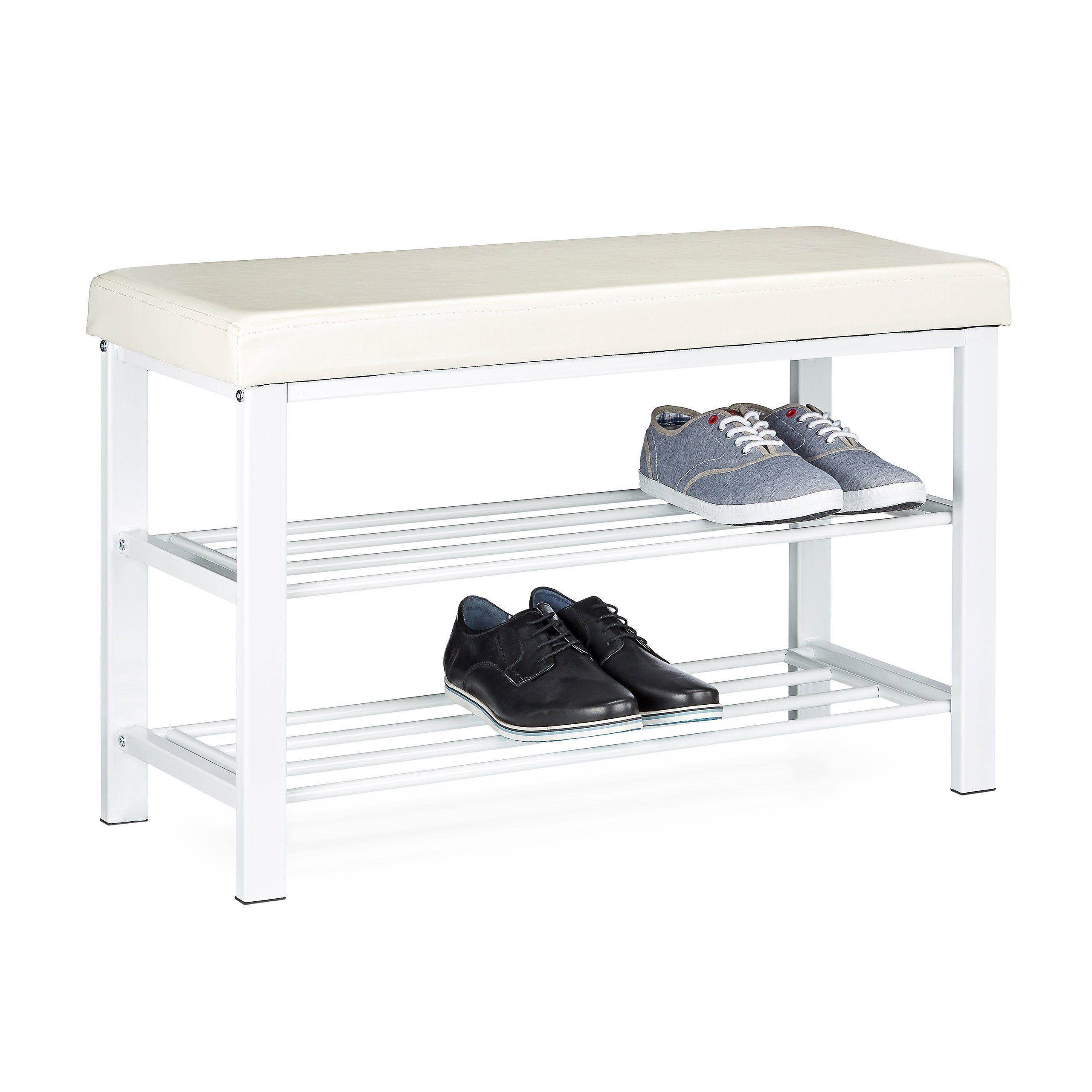 relaxdays Schuhbank mit Polsterung (1-St), weiß