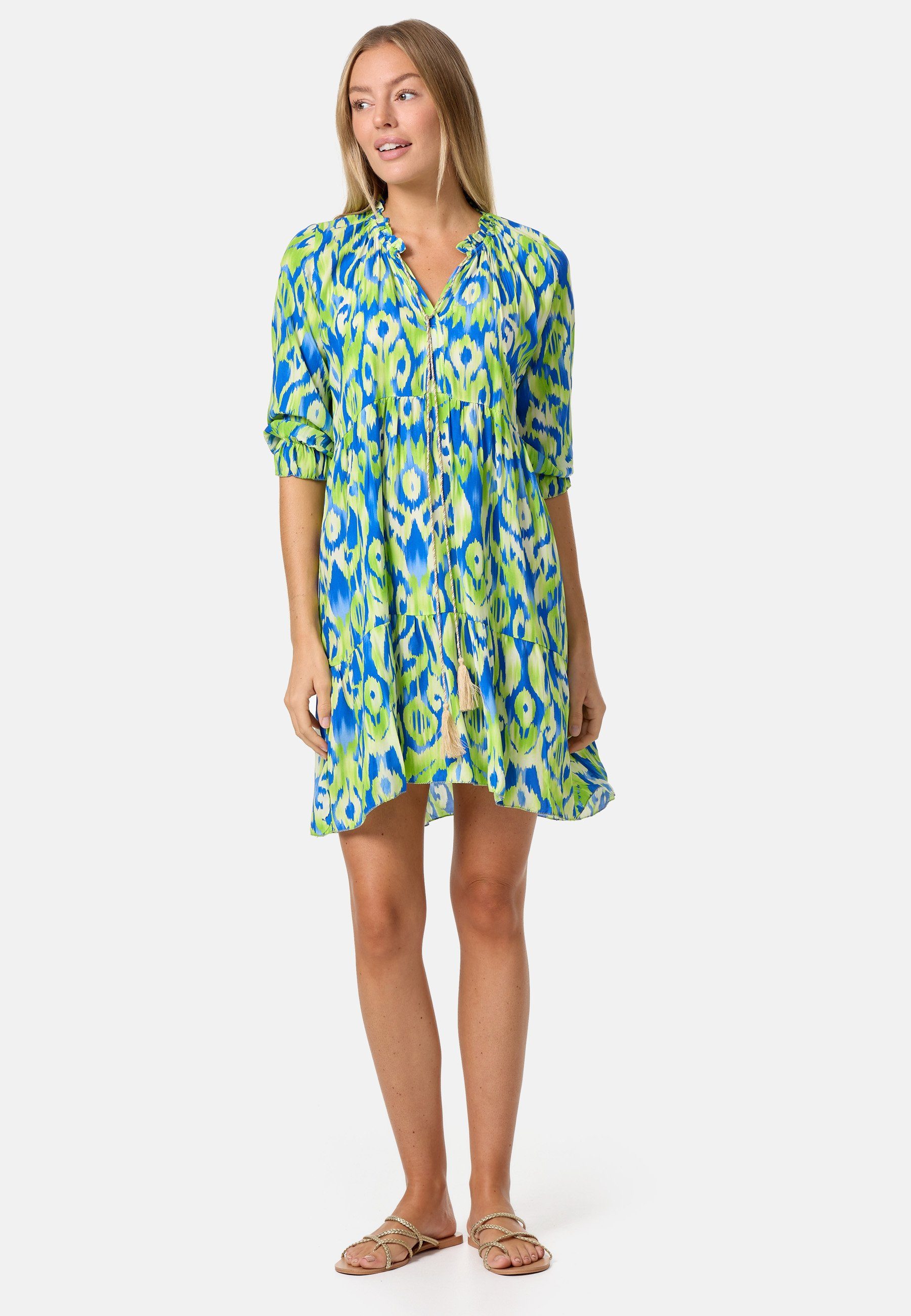 Rayshyne Tunikakleid PM-31 (Sommerkleid Jersey Strandkleid mit Muster in Einheitsgröße)