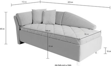 ADA trendline Schlafsofa Lindsay, Bettkasten, Zierkissen-Set aus: 2 Stk. 40x40cm, 1 Stk. 30x30cm