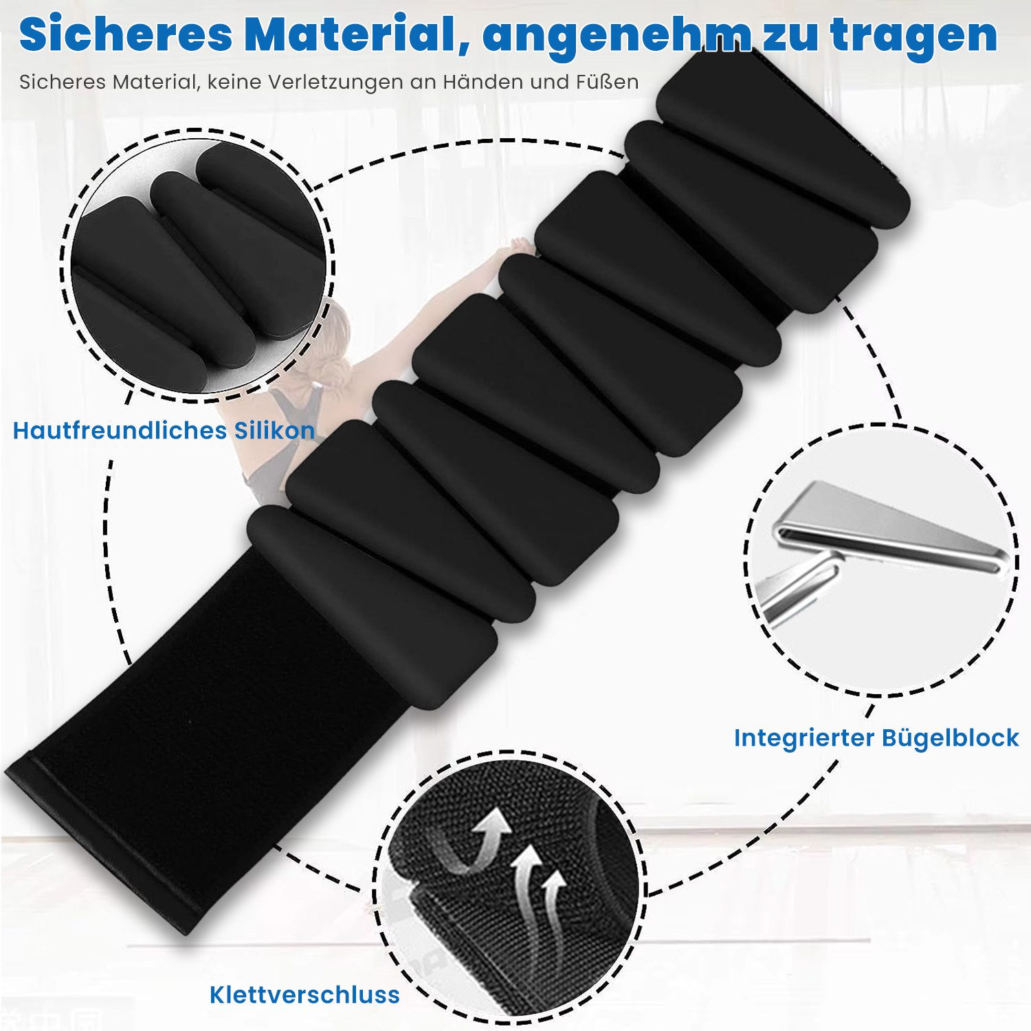 Refined Living Gewichtsmanschette 2er Fußgewichte Gewichtsmanschetten fuß 0.9 KG Handgelenk & Knöchel, (Silikon Ankle Weights Knöchelgewichte Fussgewichte für Cardio Aerobic, Verstellbare Bein & Armgewichte für Gehen, Laufen, Yoga, Pilates), für Frauen und Männer Workouts Perfekt für Joggen, Krafttraining