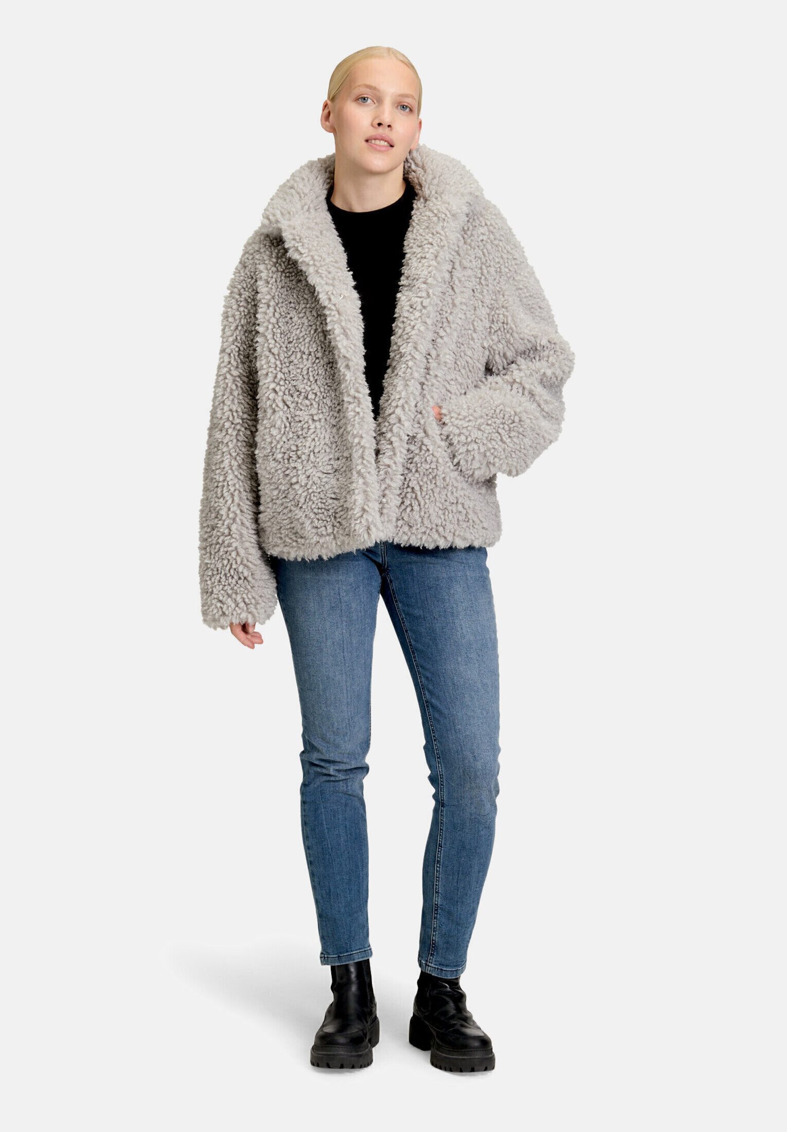 Amber & June Plüschjacke Damen mit Stehkragen