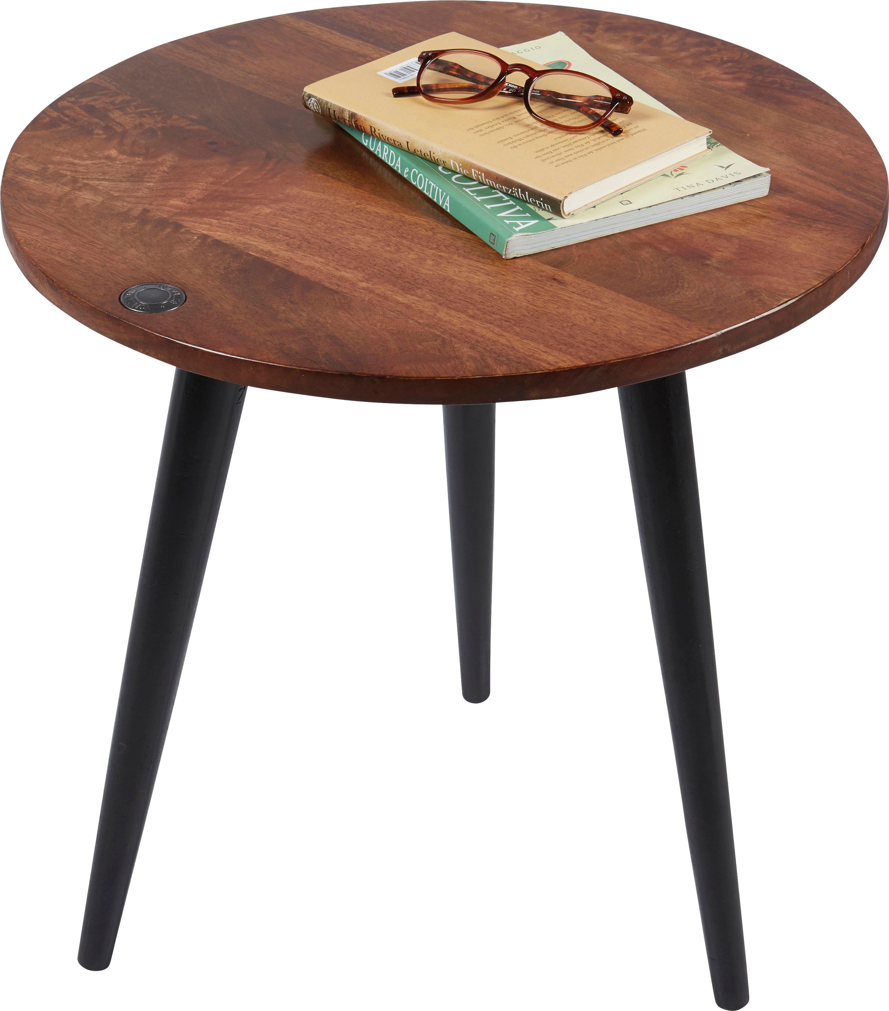 TOM TAILOR HOME Beistelltisch T-WOOD TABLE MEDIUM, Beistelltisch mit  Knopfdetail, dunkles Mangoholz und schwarze Beine, In hochwertiger  handwerklicher Verarbeitung, jedes Produkt ist ein Unikat