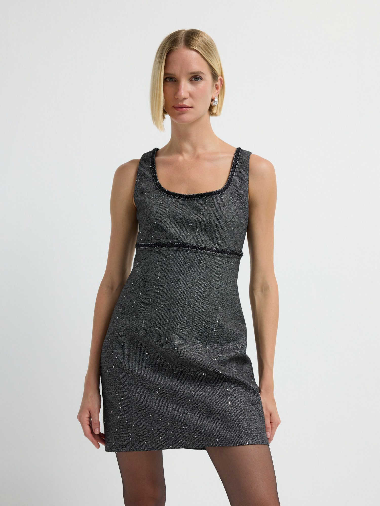adL Minikleid Ärmelloses Glitzer-Minikleid