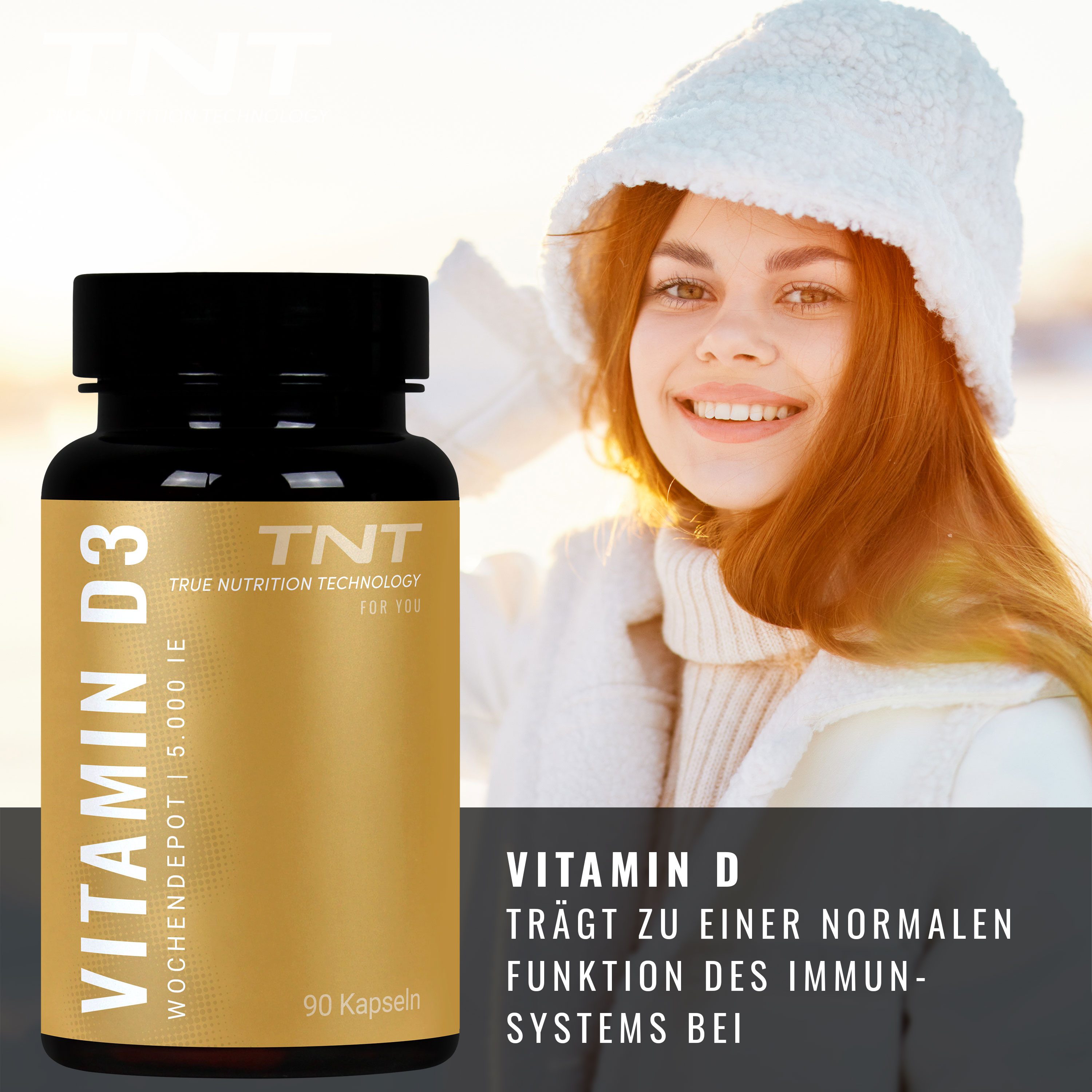 TNT (True Nutrition Technology) Vitamin D3 Wochendepot - hochdosiert: 5000 I.E. Kapseln, 90 St., 26.55 g