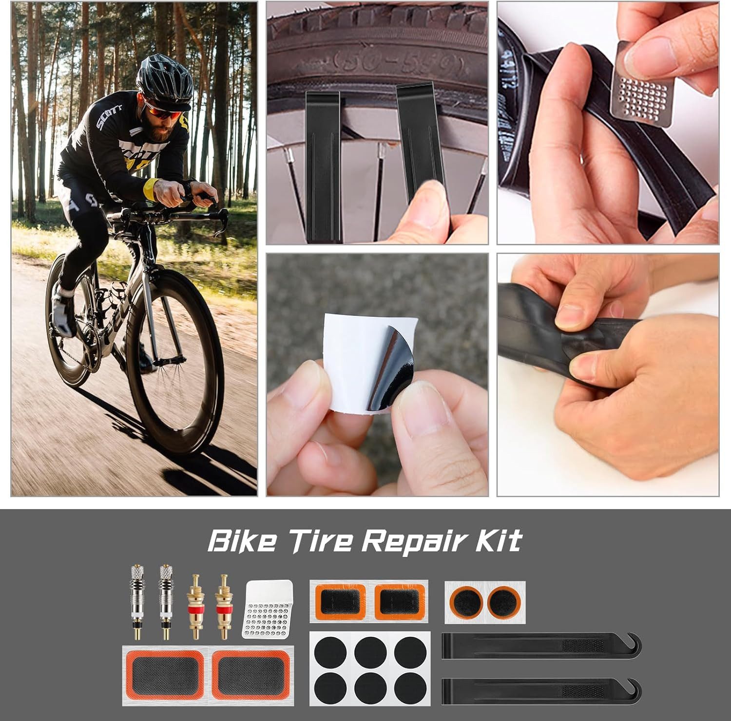 EXTSUD Bicycle Repair Kit, 17-in-1 Bicycle Tool Set, 37 Pieces, Bicycle Repair Kit Multitool Saddle Bag