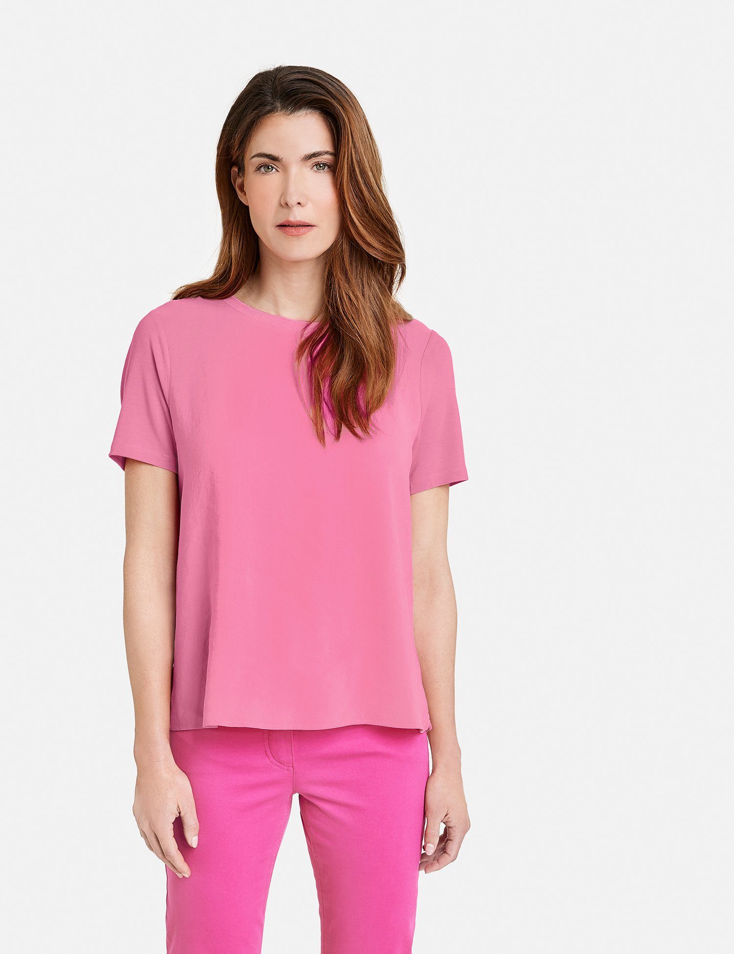T-Shirt Soft mit Pink Basic Kurzarmshirt GERRY WEBER Material-Patch