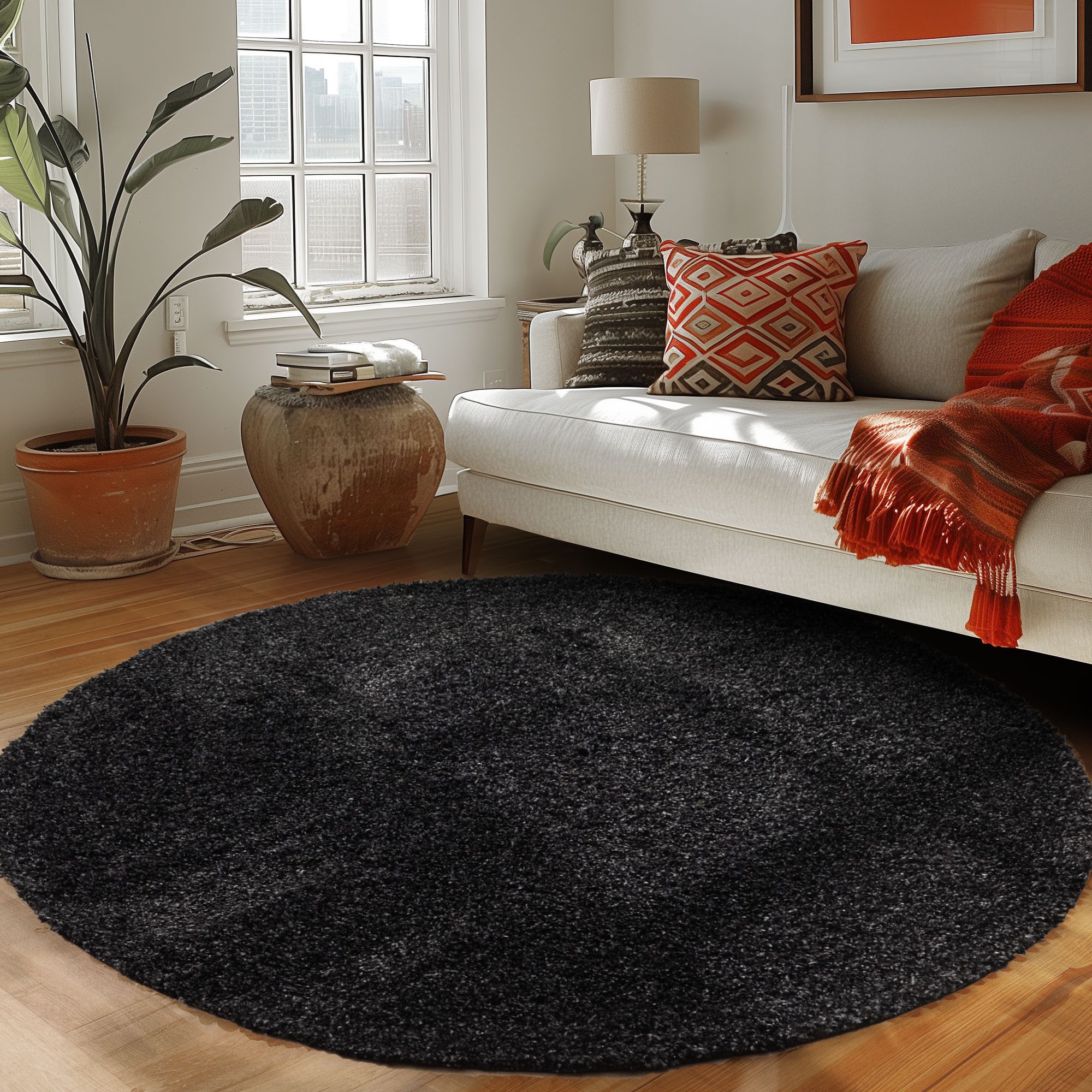 Carpettex Hochflor-Teppich Unicolor - Einfarbig, Rund, Höhe: 30 mm, Einfarb günstig online kaufen