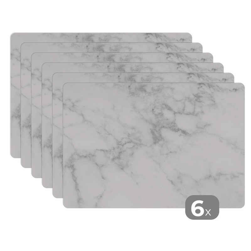 Platzset, »Marmor - Weiß - Grau - Luxus - Marmoroptik - Stein«, MuchoWow, (6-St), Platzset, Platzdecken, Platzmatte, Tischmatten, Schmutzabweisend