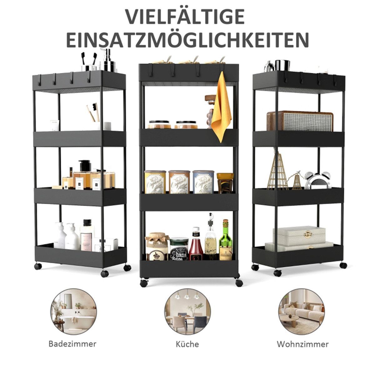 BlingBin Küchenwagen Küchenwagen mit Rollen, Wagen mit Haken, Küchenwagen, günstig online kaufen