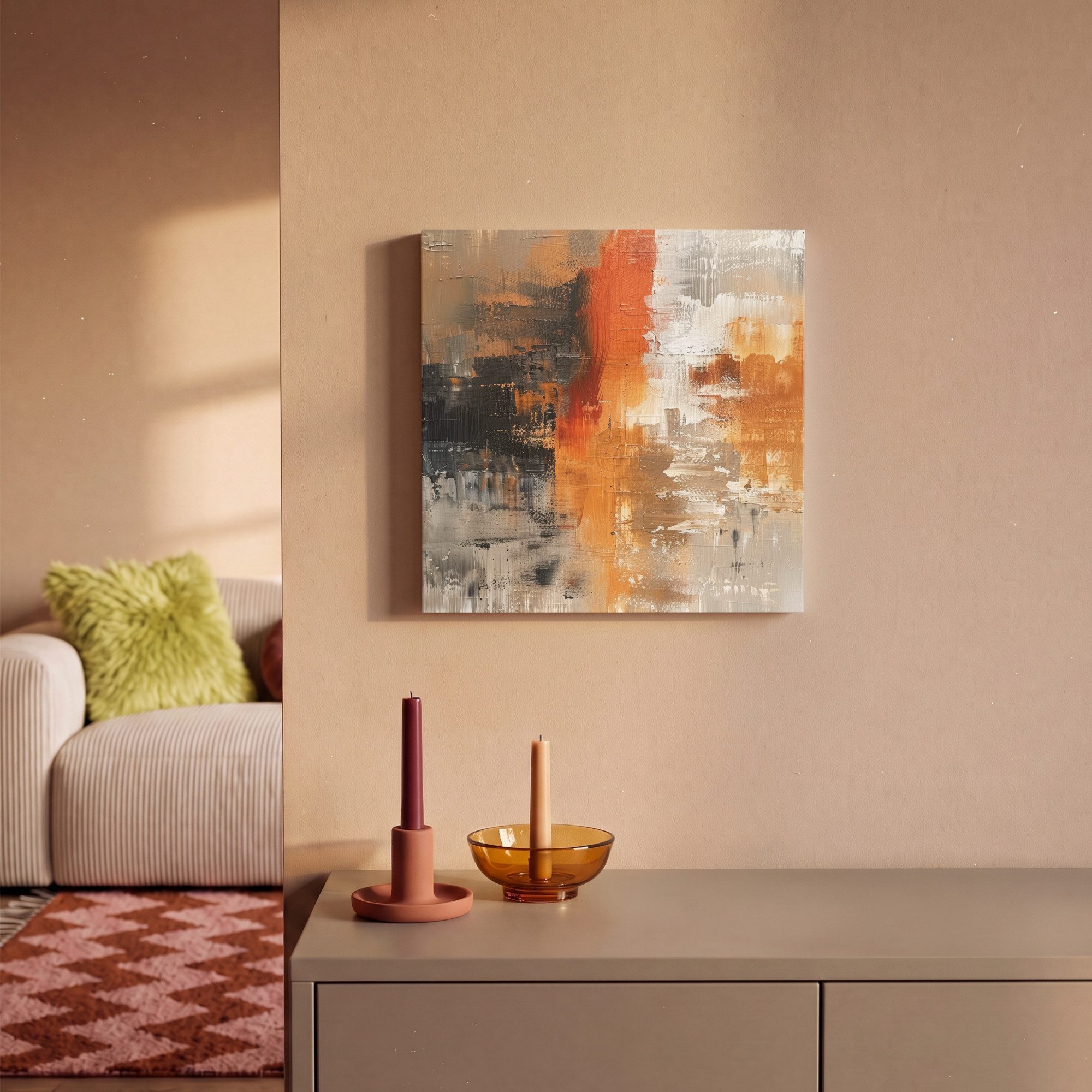 OneMillionCanvasses® Leinwandbild Farbe - Muster - Modern - Kunst, Fotodruck (1 St), Wandbild, Deko Schlafzimmer Wohnzimmer Flur 20x20 cm – Bild 2 von 5