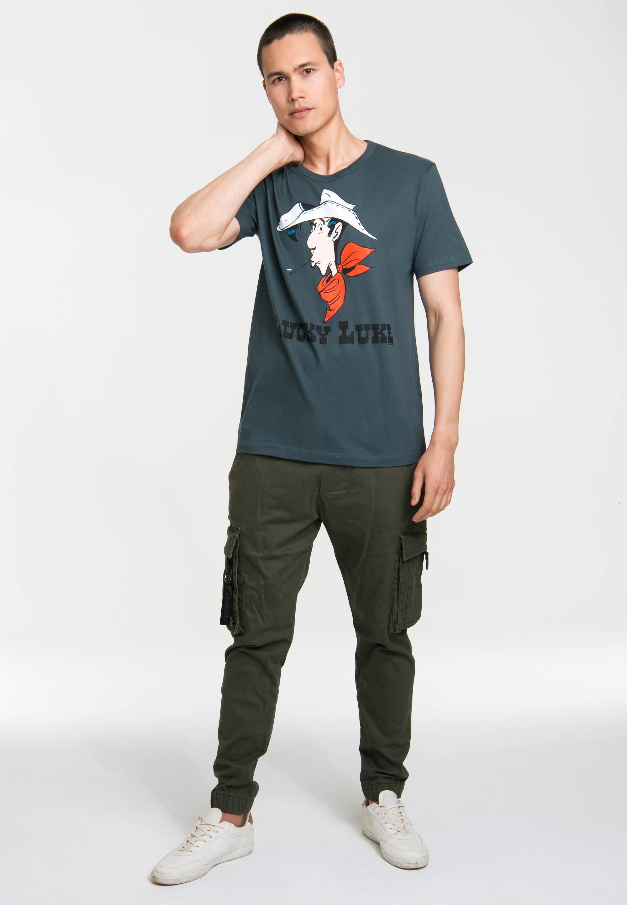 Luke mit LOGOSHIRT T-Shirt Aufdruck Lucky Portrait originellem