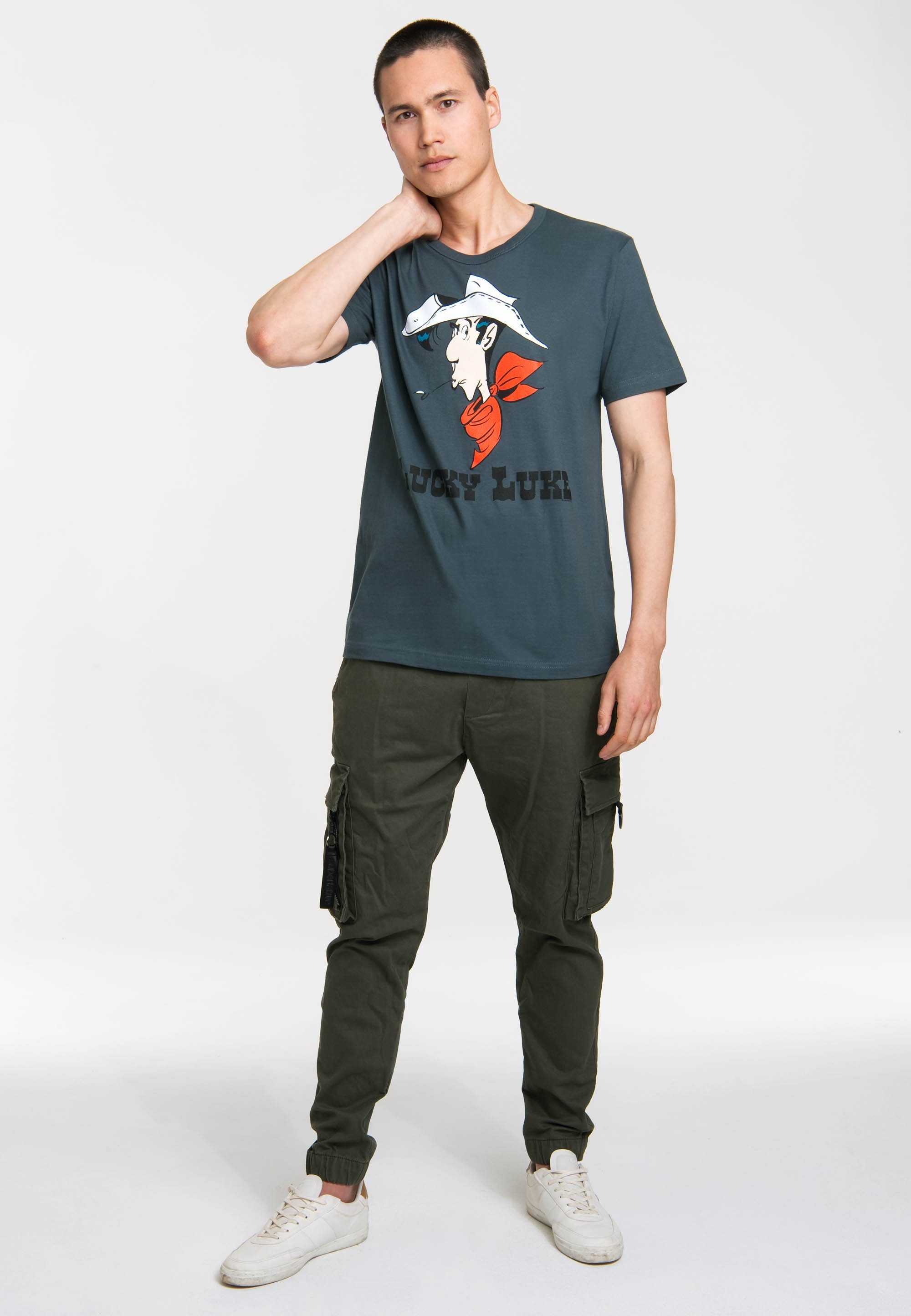 LOGOSHIRT T-Shirt Lucky Luke Portrait mit originellem Aufdruck