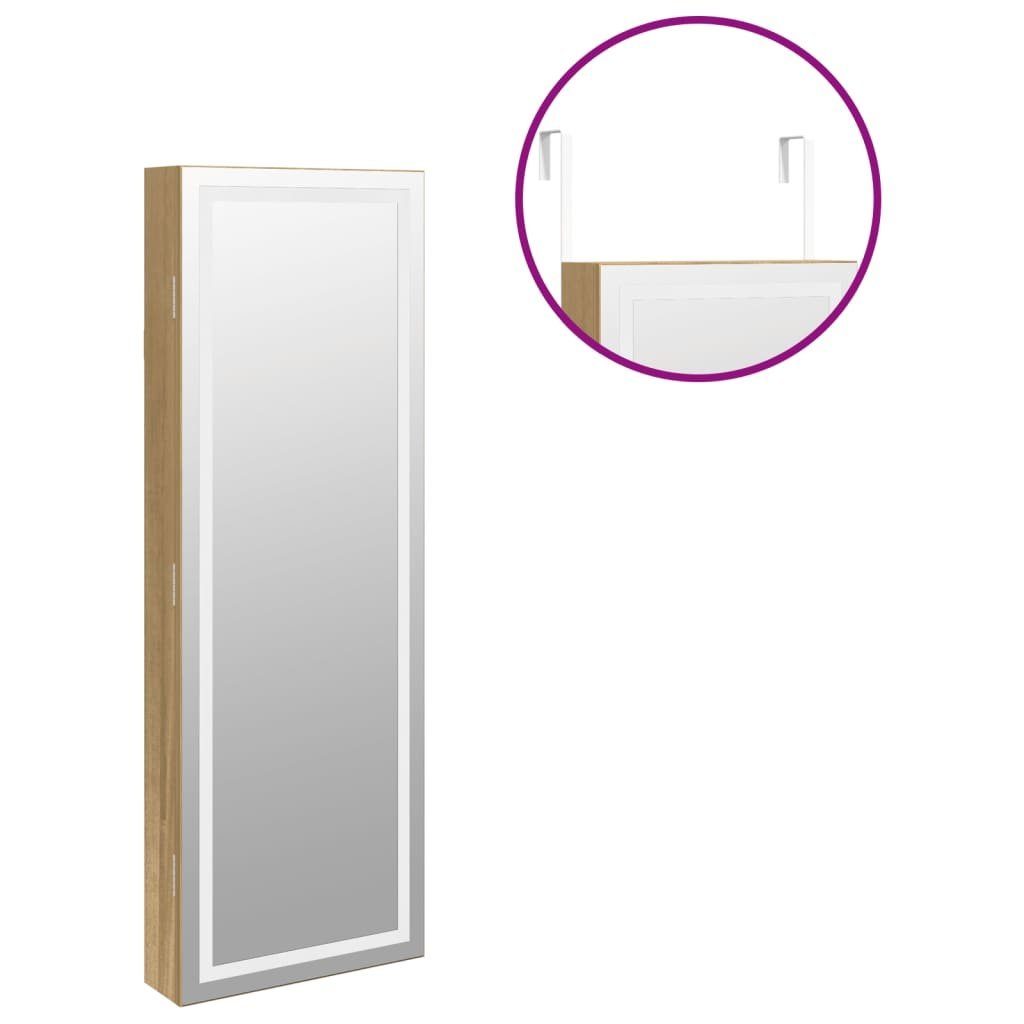 LED-Beleuchtung Spiegel Spiegel-Schmuckschrank vidaXL Braun (1-St) mit | Wandmontage Braun