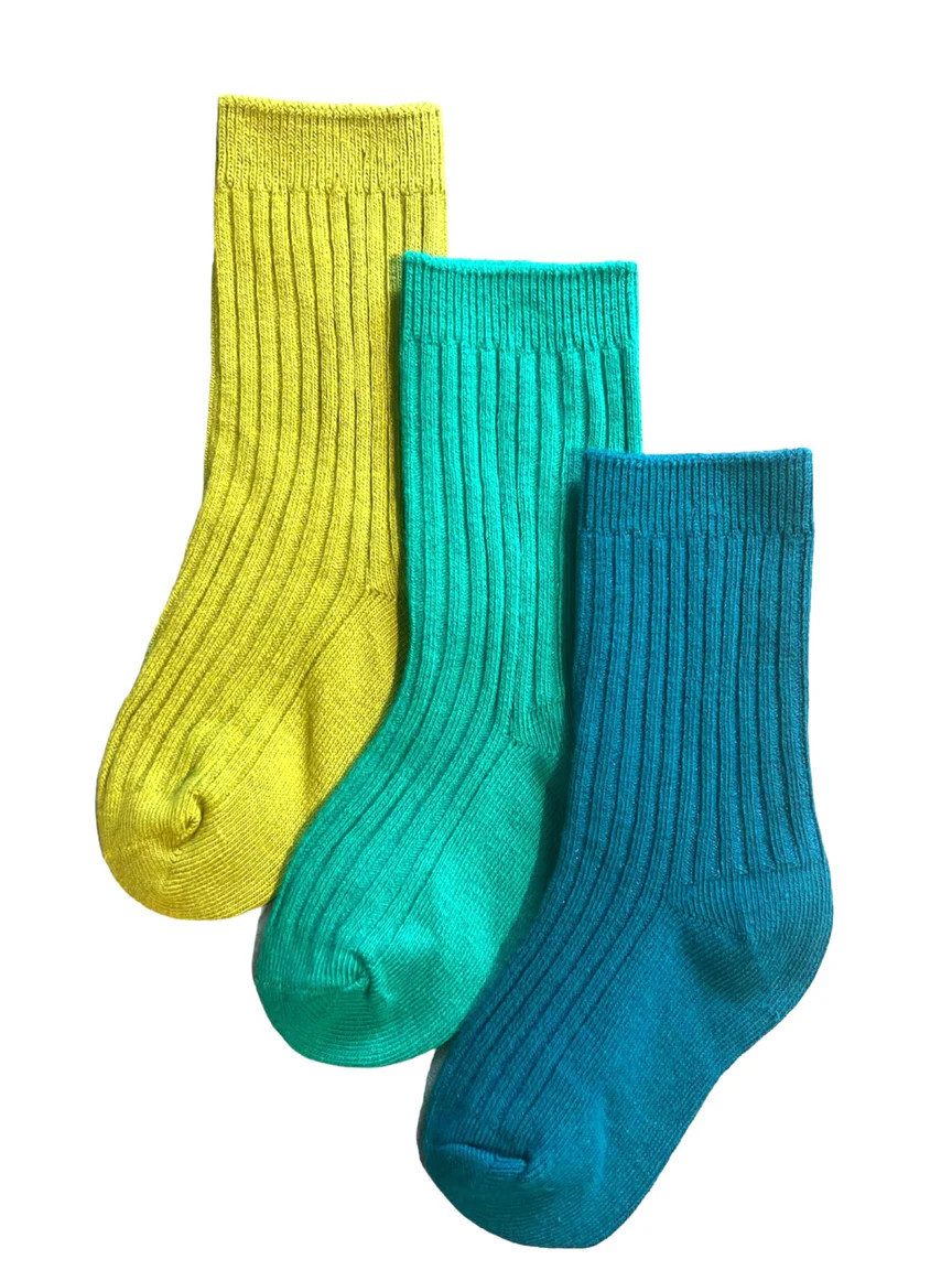 CARBURANT Socken 3er-Pack Socken für Kinder, Farbmix Türkis (3 Pack)