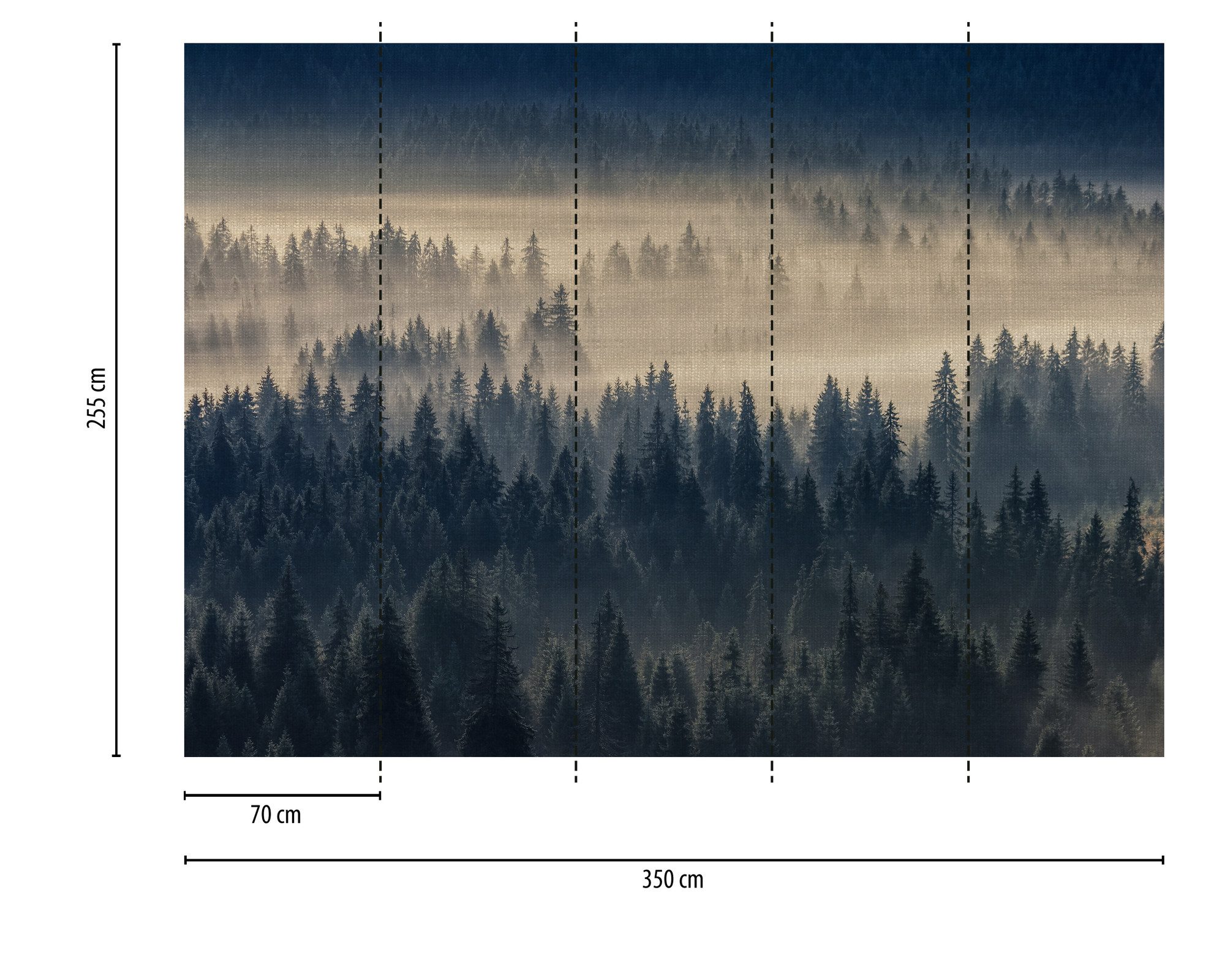 A.S. Création Vliestapete Fototapete Wald im Nebel Dunkelgrün Beige, strukturiert, matt, (1 St)