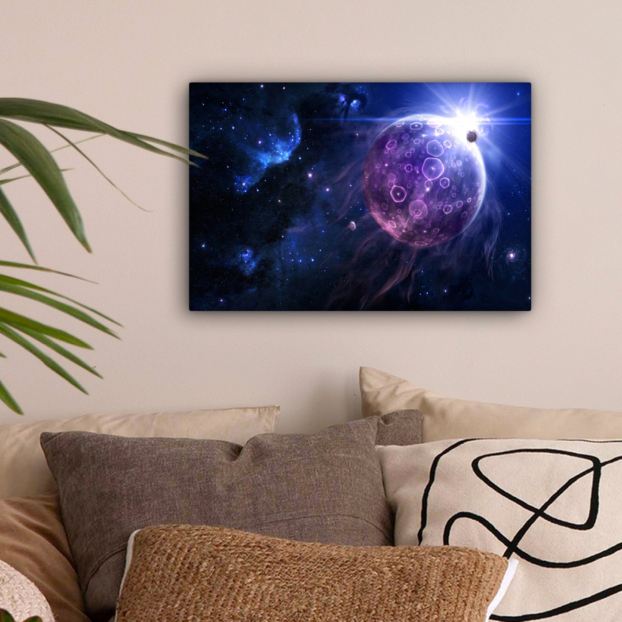 Planeten St), - Leinwandbilder, cm (1 Sterne Wandbild OneMillionCanvasses® - Wanddeko, 30x20 Leinwandbild Mond, Aufhängefertig,