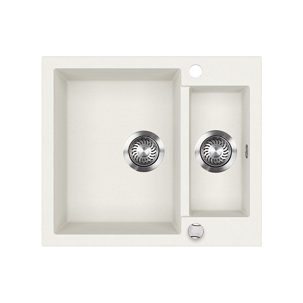 Bergstroem Granitspüle Prag, Weiß, 58 x 50 cm mit 2 Проволока и кабеля, Rechteckig, 58/50 cm