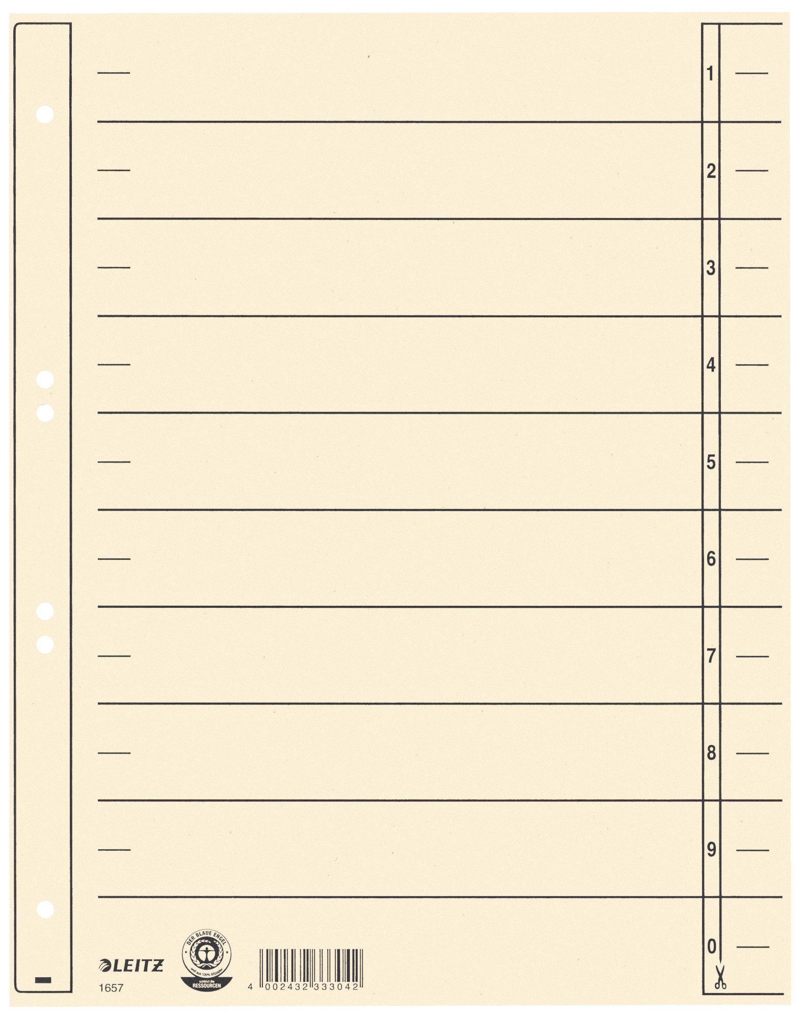 LEITZ Aktenordner 1657-00-11 Trennblätter chamois Trennblatt Register Karton 200g/m²