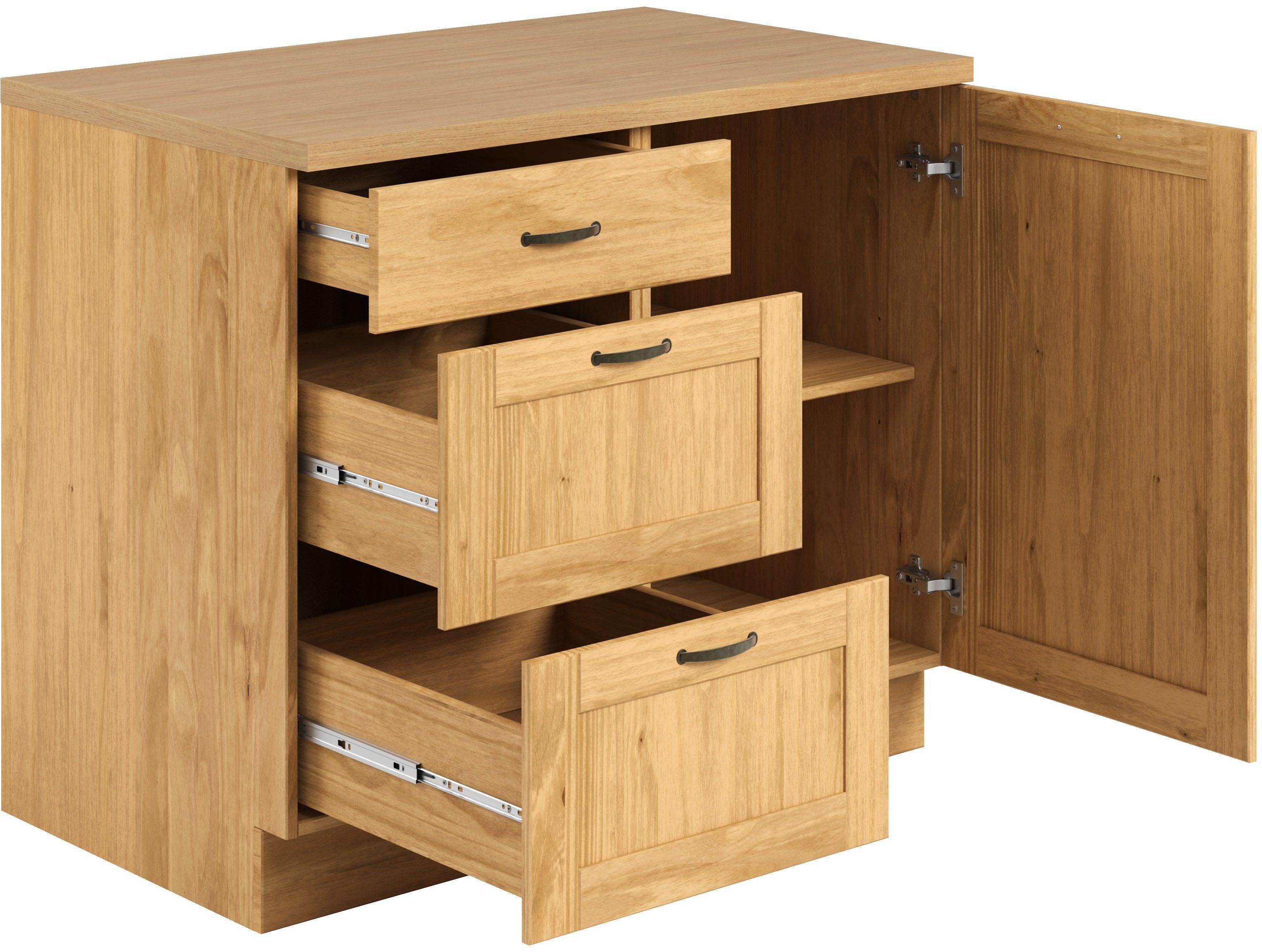Home affaire Unterschrank Teramo Breite 100 cm, 1 Tür, 3 Schubkästen – Bild 3 von 5