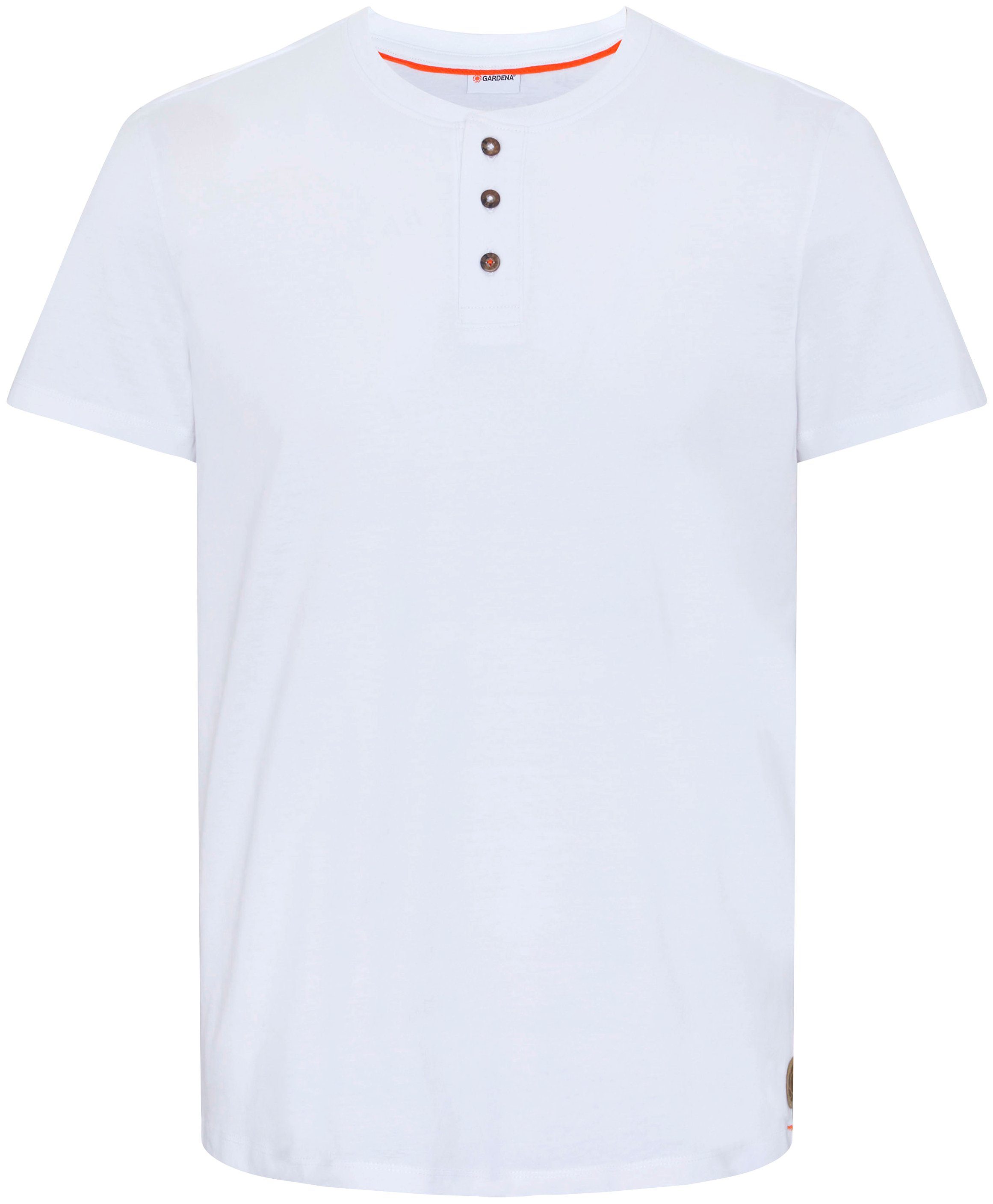 GARDENA T-Shirt Bright White mit Knopfleiste