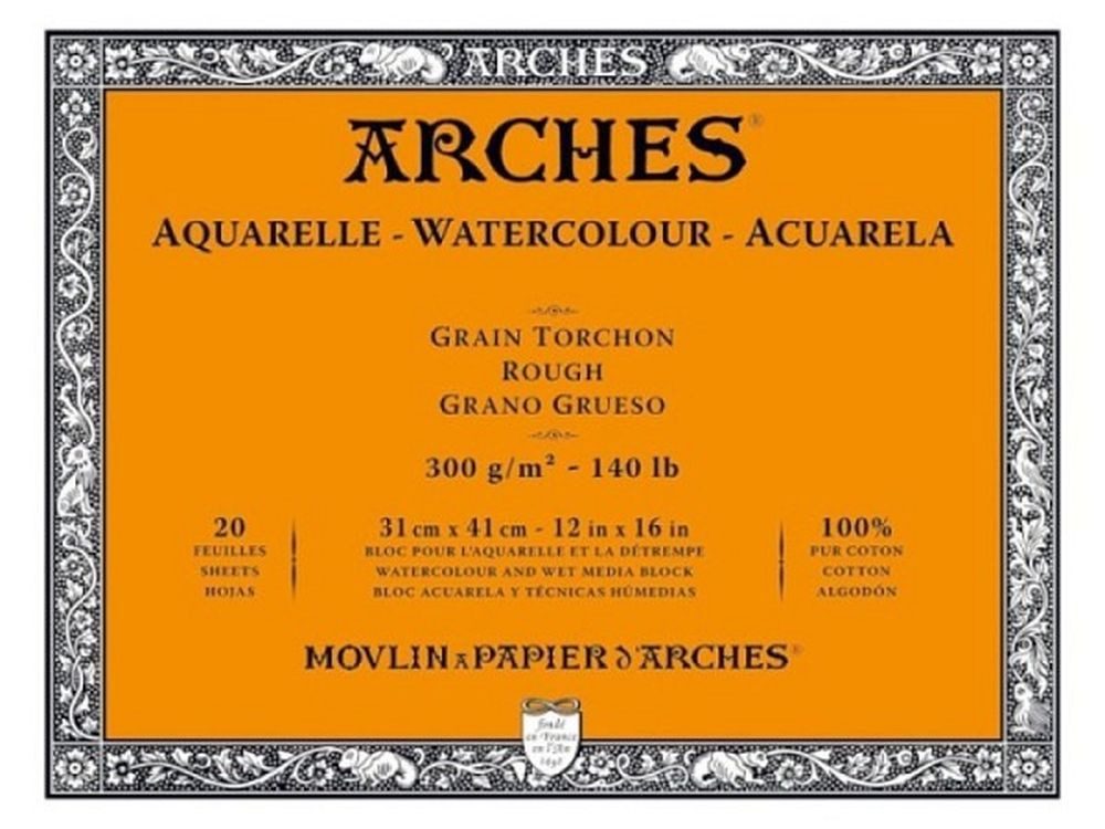 Arches Aquarellblock Aquarelle Watercolour Block 31x41cm 300 g/m², rau