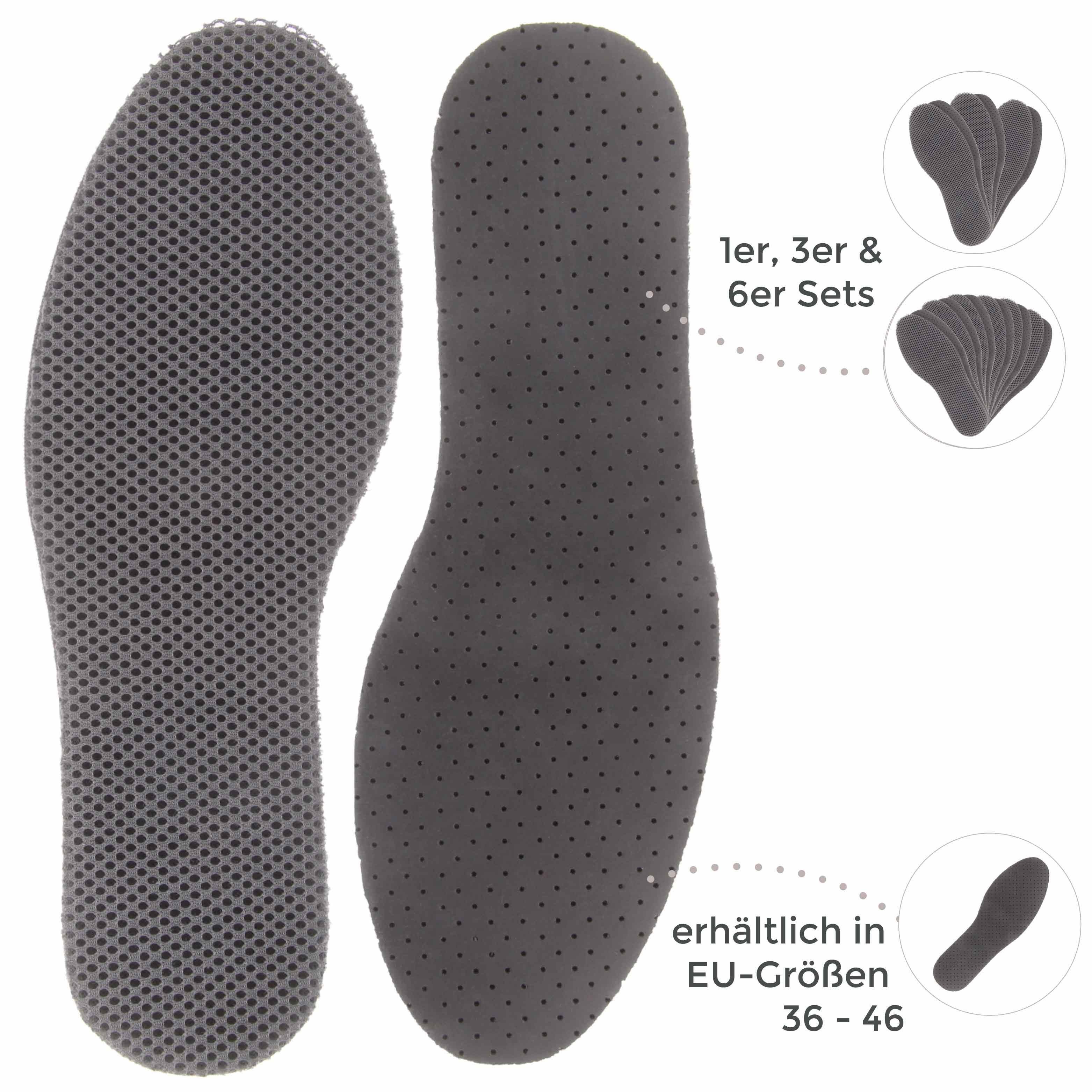 5 Paar Aktivkohle Einlegesohlen Gegen Schweiß Einlagen Schuheinlage Pro - Foto 3