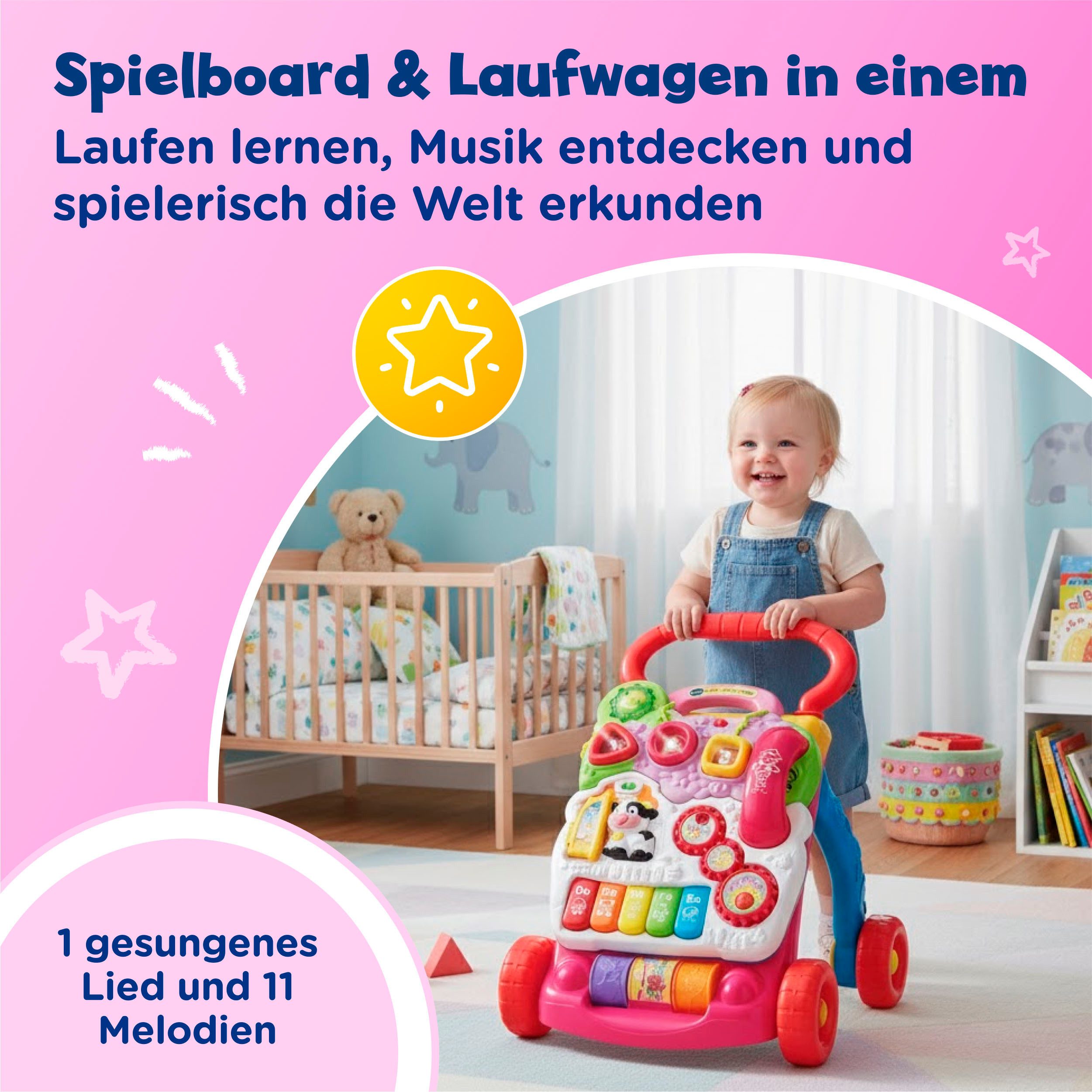 Vtech® Lauflernwagen VTechBaby, Spiel-und Laufwagen, mit 11 Kindermelodien