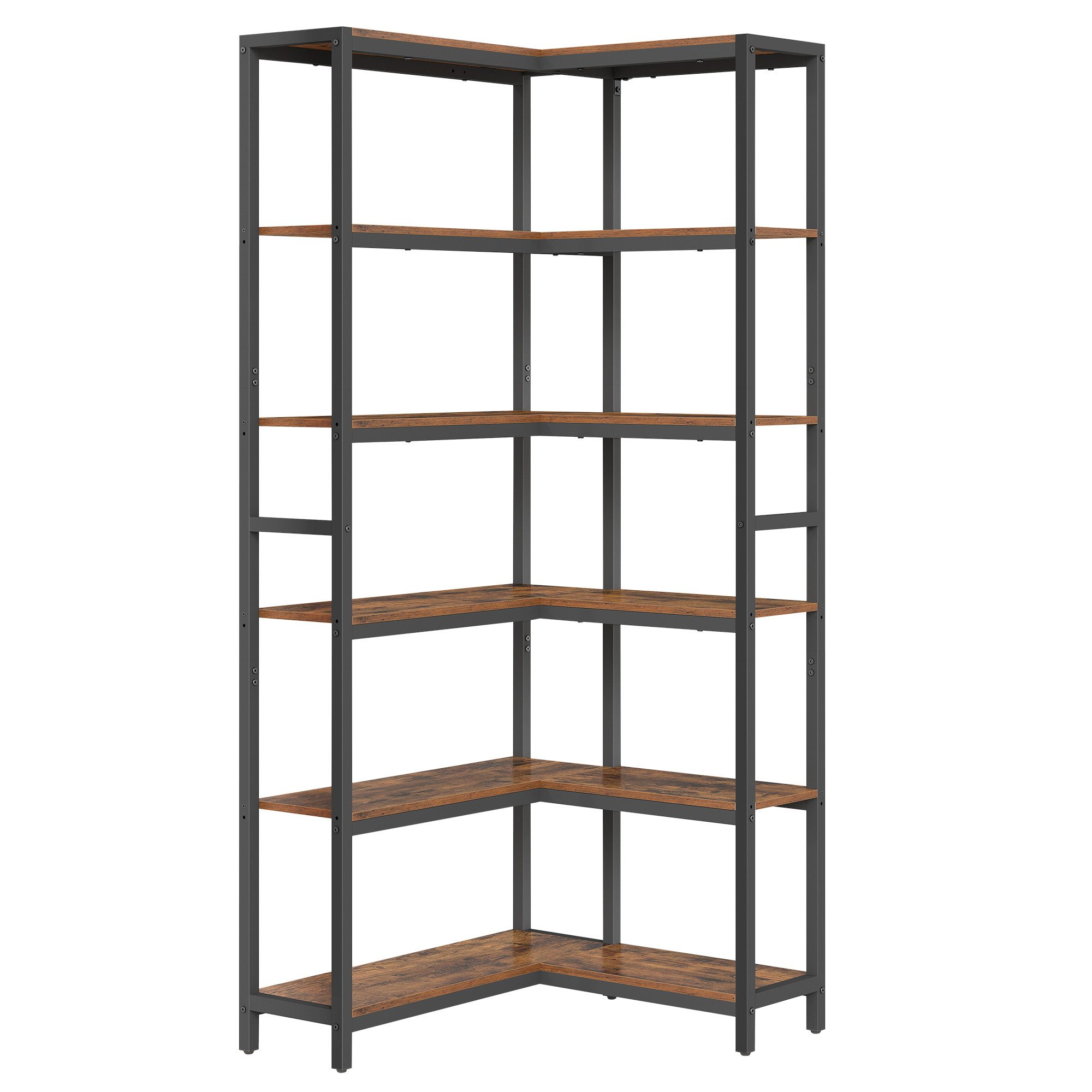 VASAGLE Eckregal, 6 stöckiges Bücherregal, Leiterregal, Eckregal