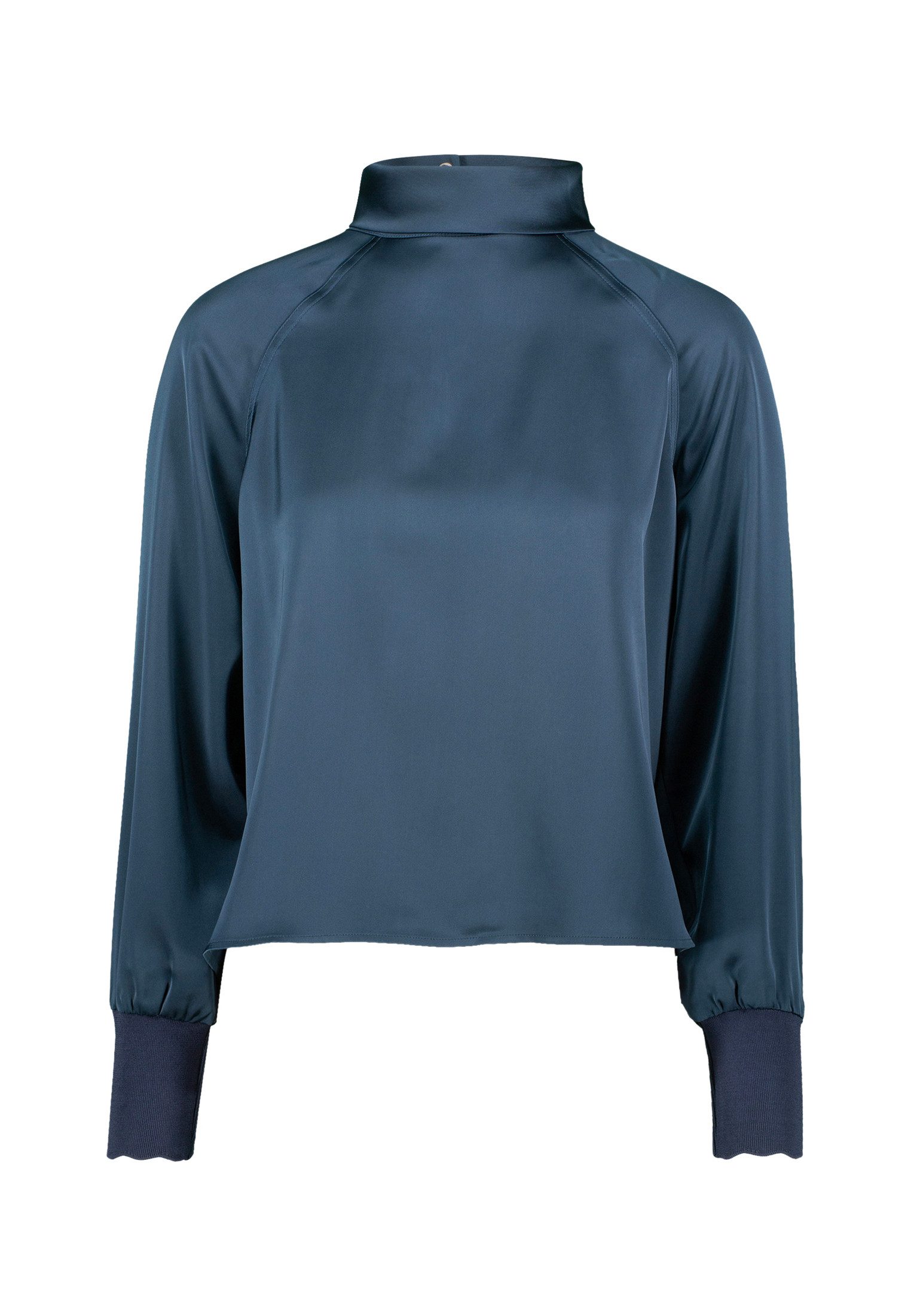 Zero Satinbluse Damen mit Stehkragen