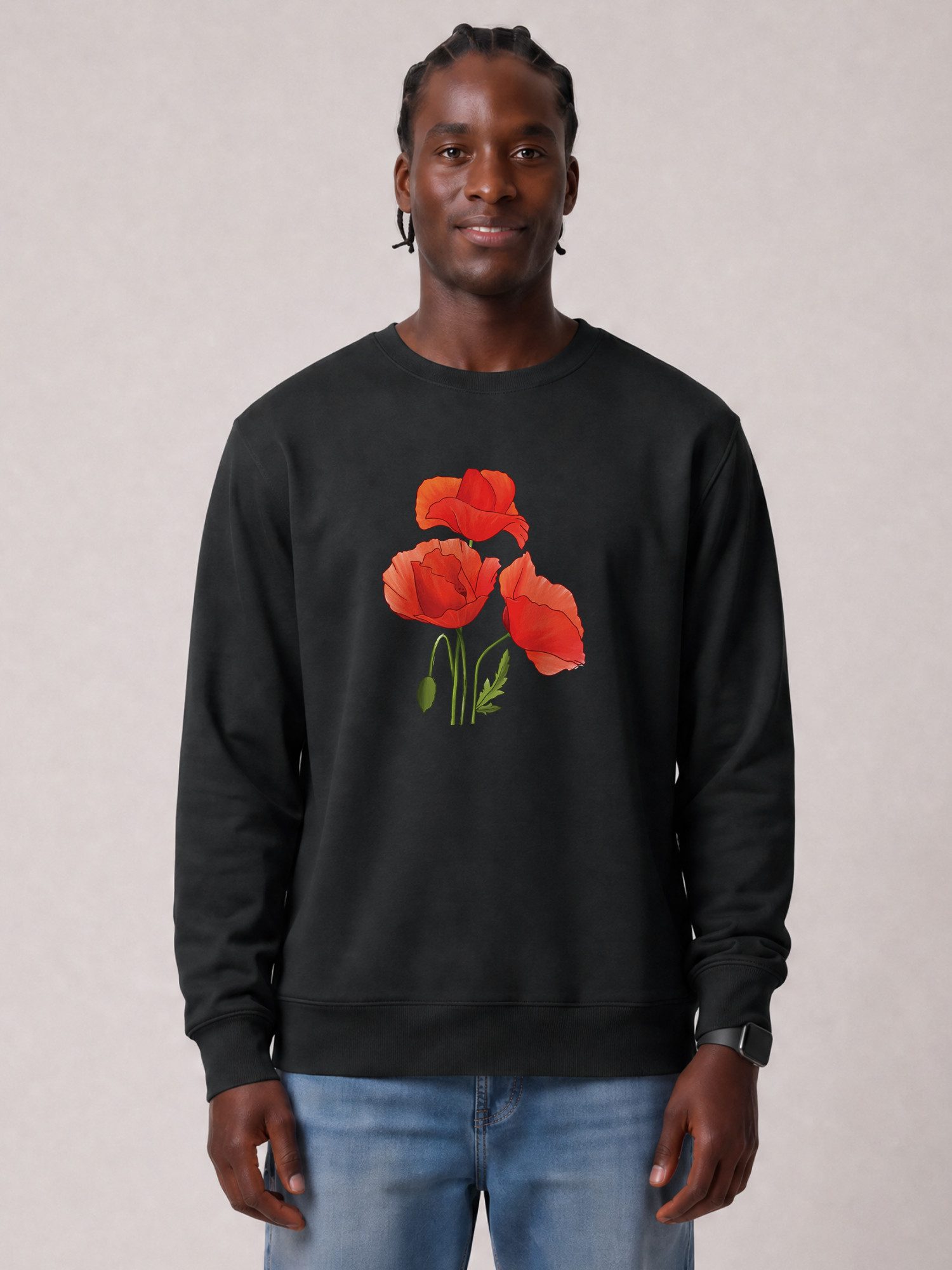 wat? Apparel Sweatshirt Poppy Flowers