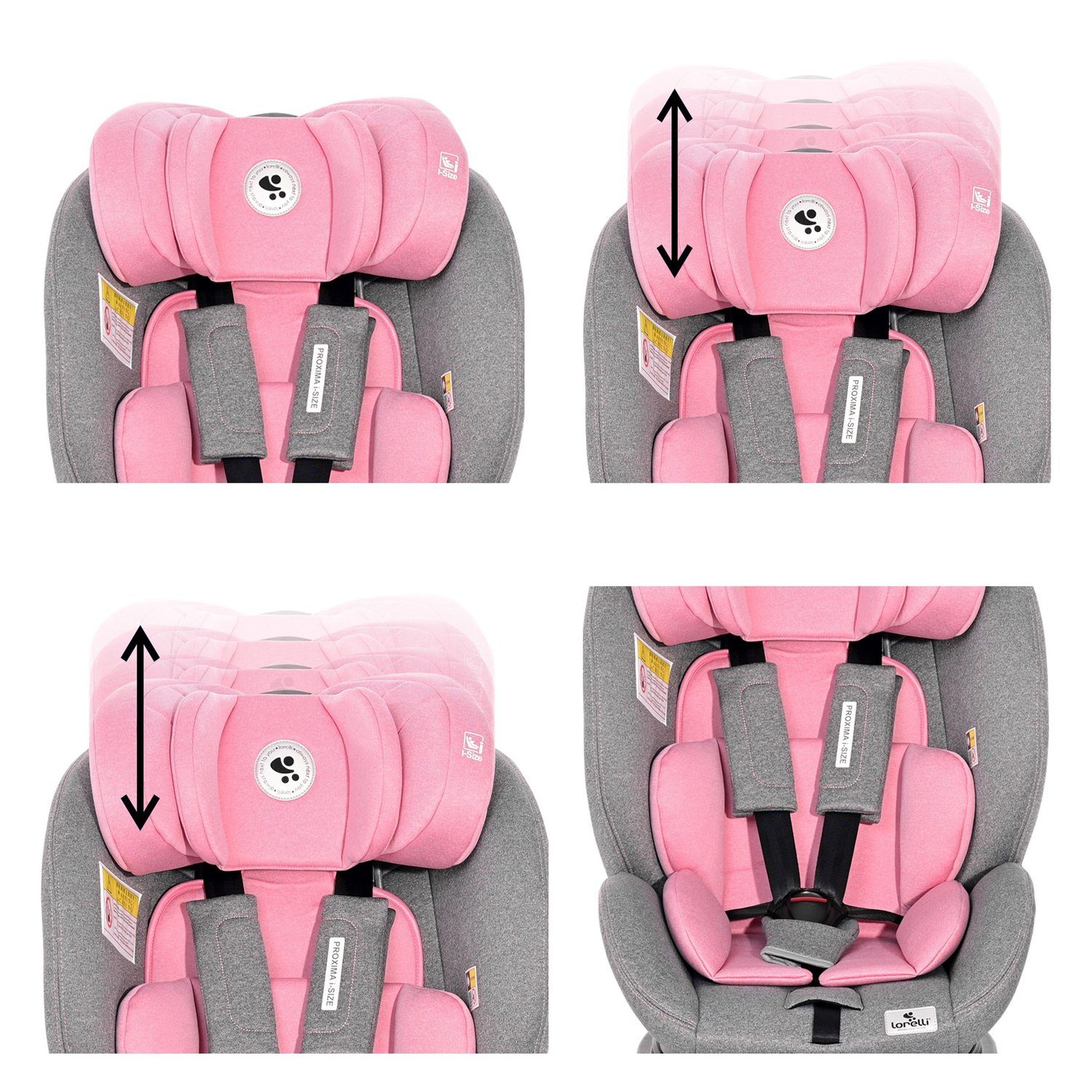 Lorelli Autokindersitz Kindersitz Proxima 25 i-Size, verstellbar kg, rosa Gruppe 25 kg) - (0 Isofix 0/1/2 bis