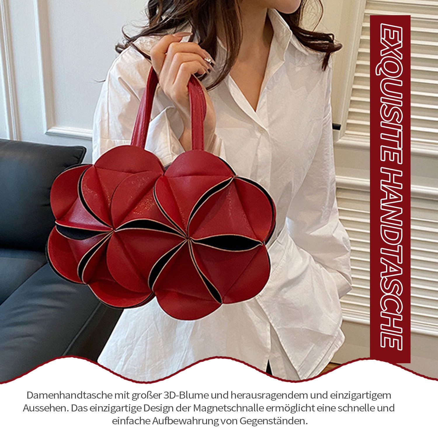 Refttenw Handtasche Dreidimensionale Blumentasche,Modische Damen-Umhängetas günstig online kaufen