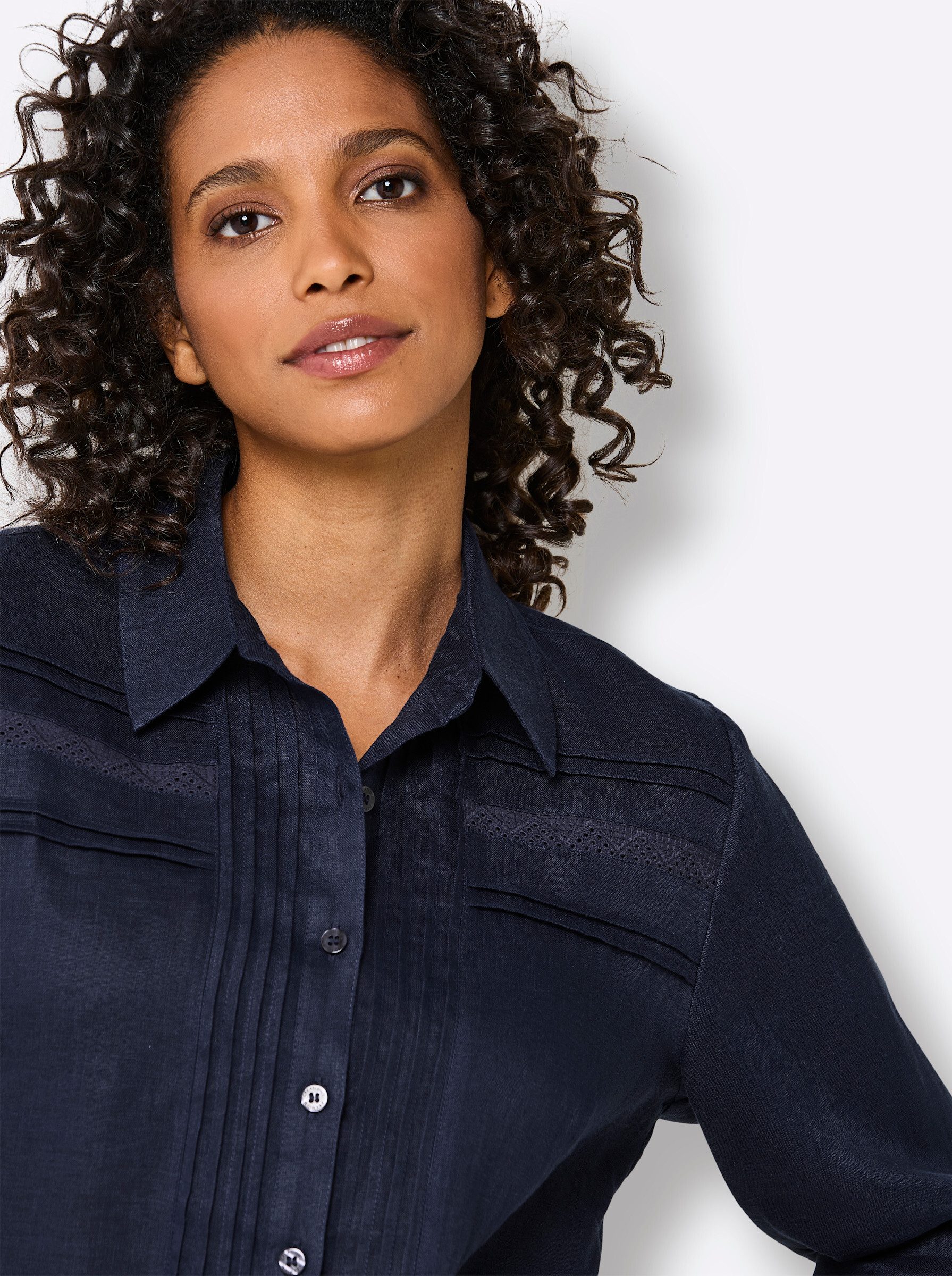 creation L Klassische Bluse Leinen-Bluse Langarm