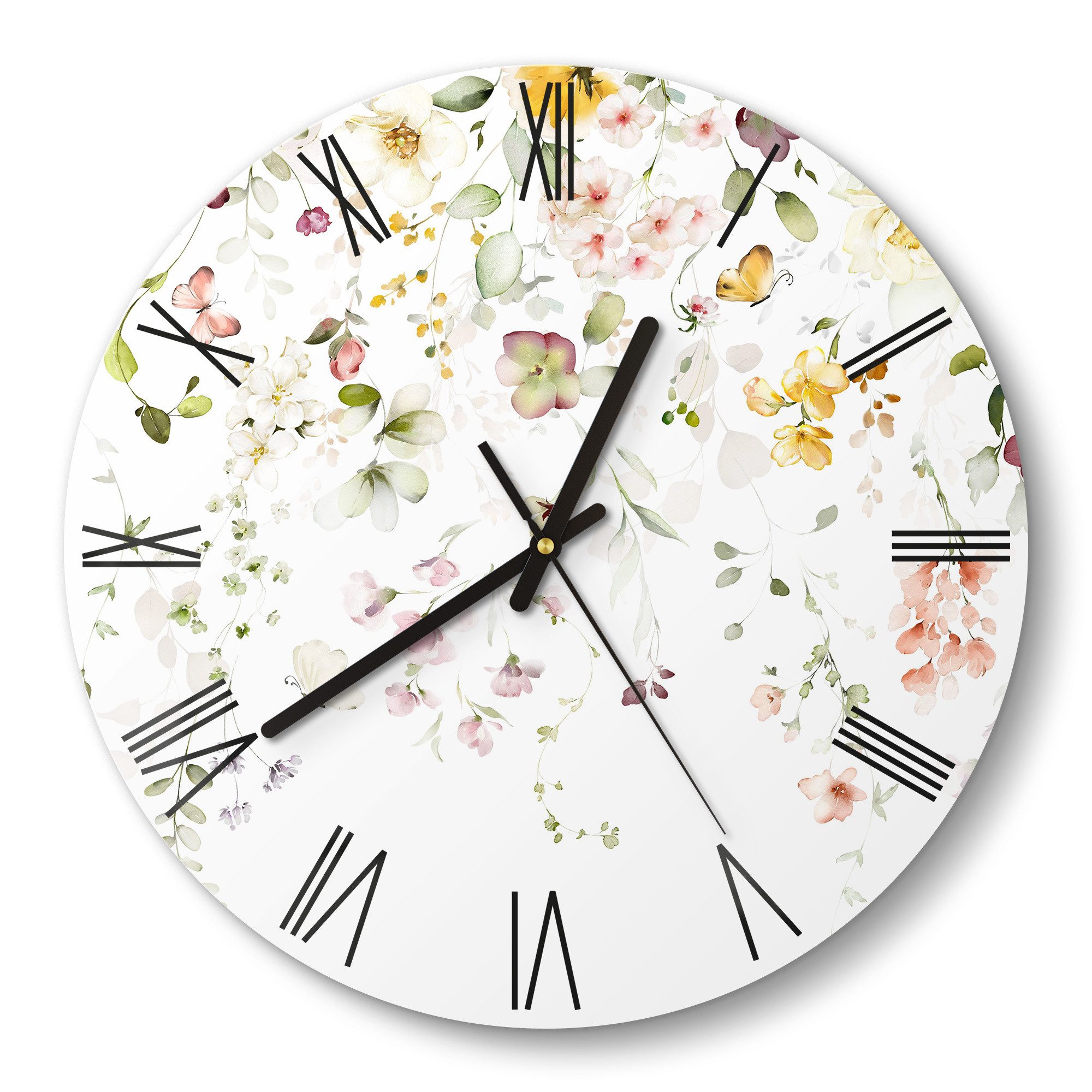 DEQORI Wanduhr 'Zarte Blütenpracht' (Glas Glasuhr günstig online kaufen
