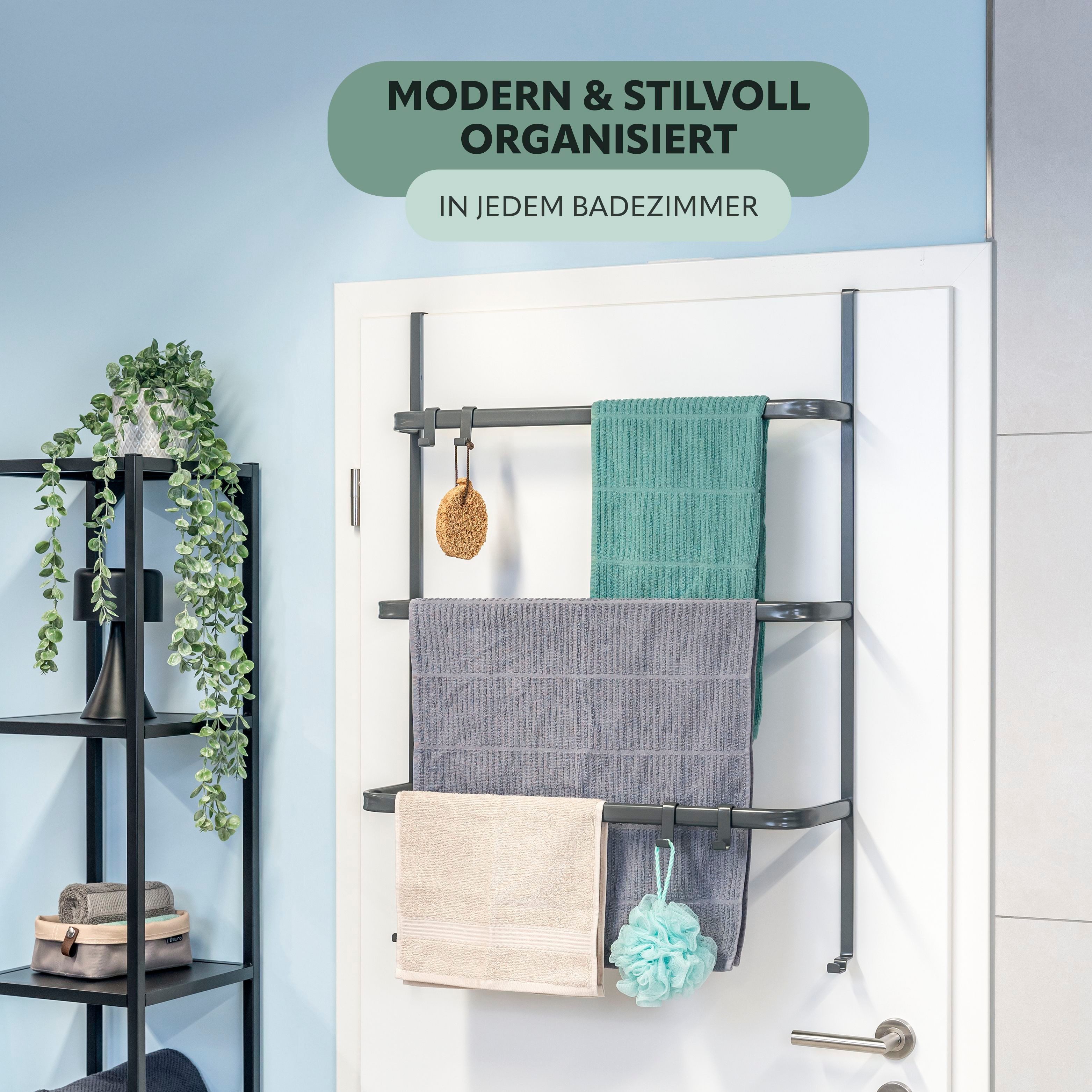 bremermann Handtuchhalter Tür-Hängeregal aus Metall, 3 Handtuchstangen und günstig online kaufen