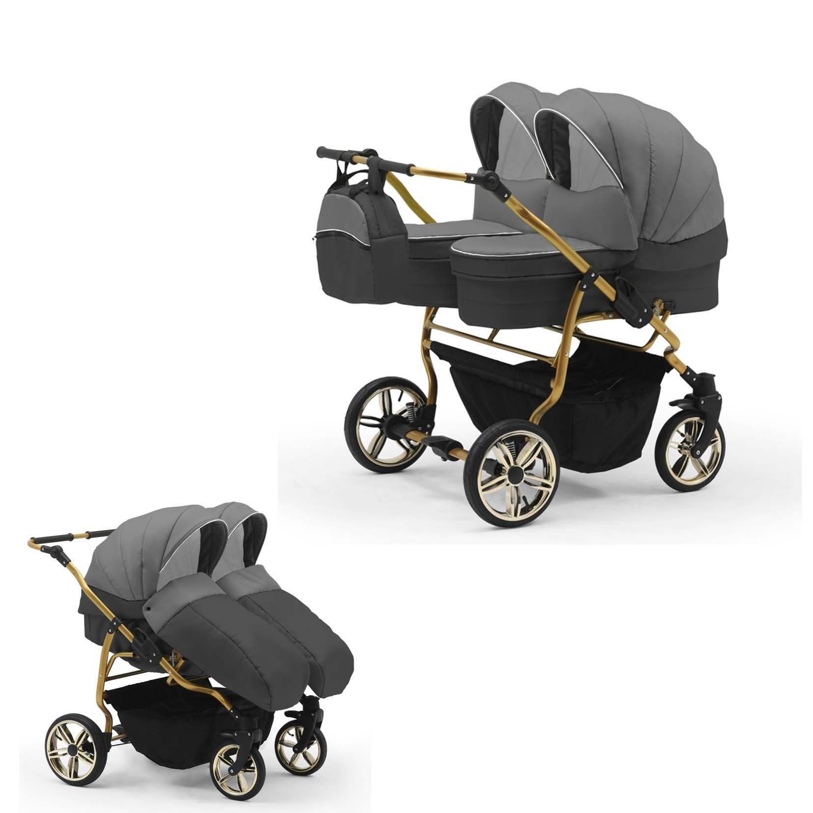 Grau-Anthrazit 1 in - 10 Teile Lux Duet babies-on-wheels in - Zwillingswagen Zwillingskinderwagen 33 2 Farben