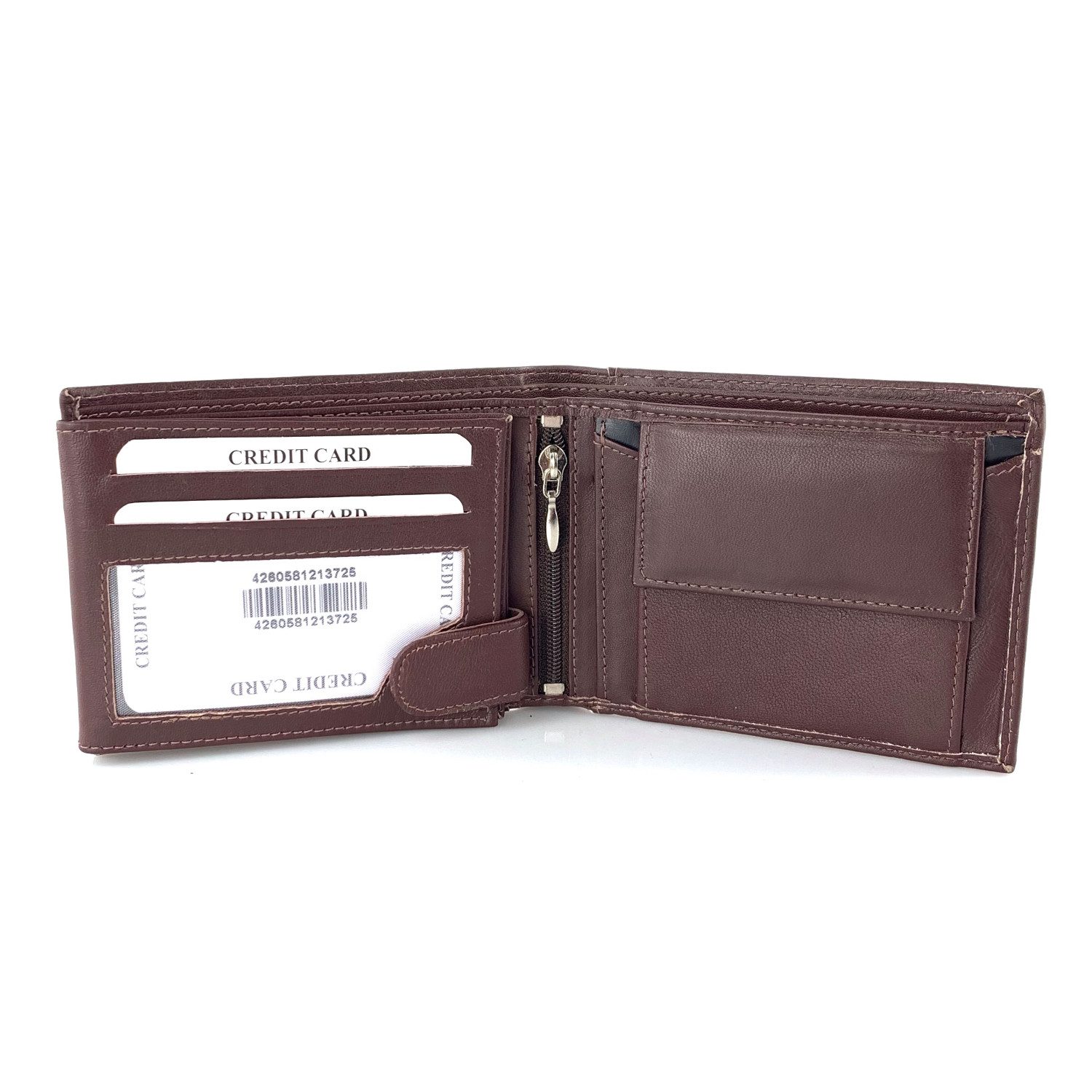 L&B Geldbörse + RFID-Schutz & 7 Kartenfächer, Leder Portemonnaie >2648< Geldbeutel, Druckknopffach & Reißverschlussfach + 3 Sichtfächer